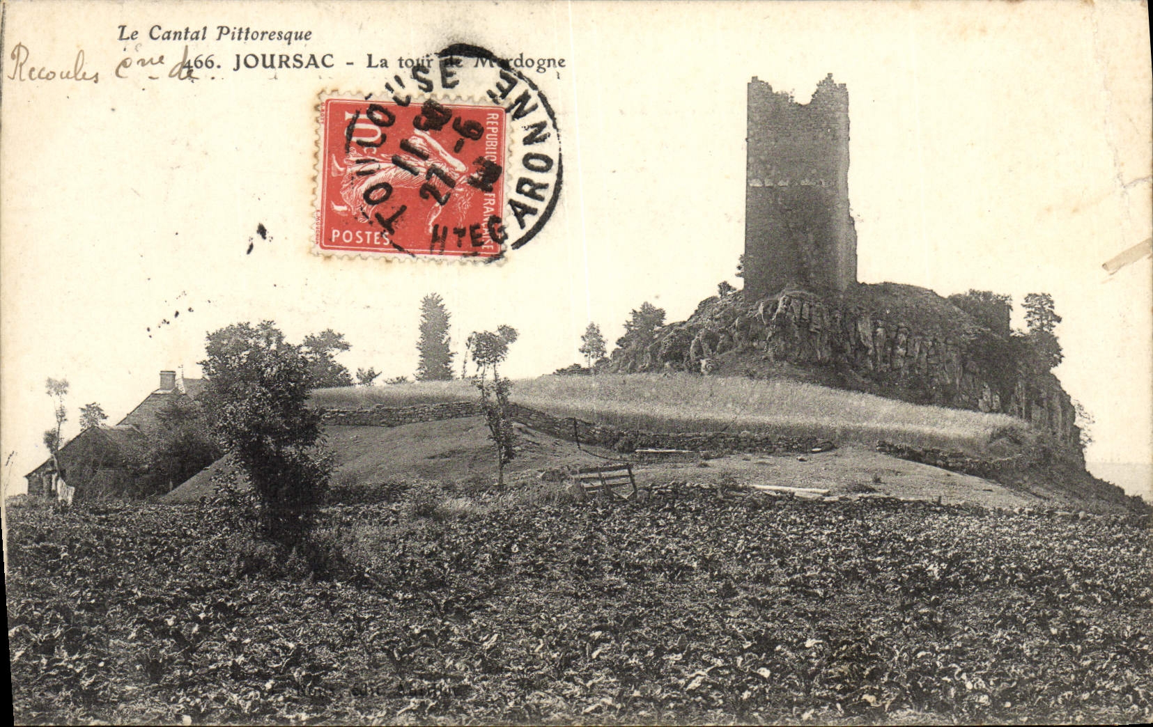 VINTAGE POSTCARD Joursac the Tower of Merdogne