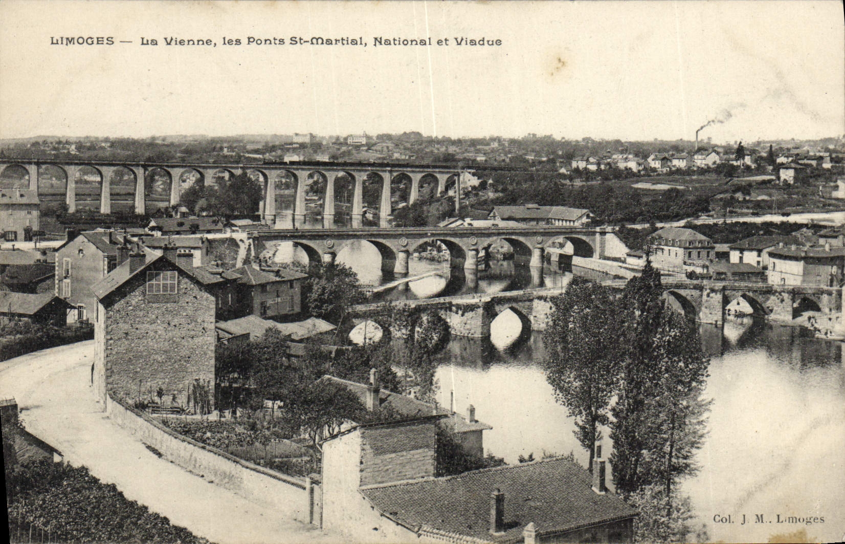 VINTAGE POSTCARD Limoges Vienna the Bridges St National Martial and Viaduct