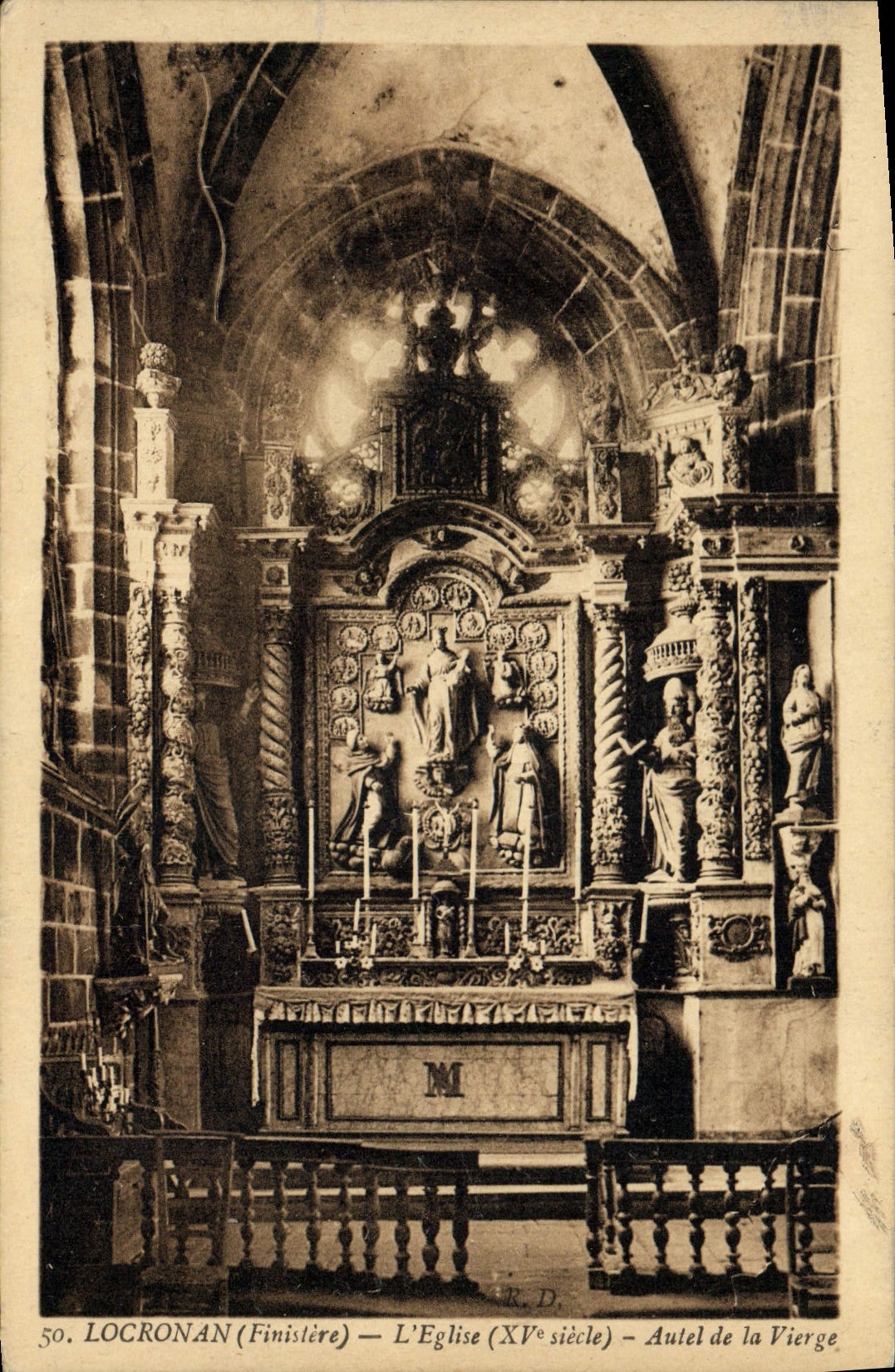 VINTAGE POSTCARD Locronan the Church Furnace bridge of the Virgin