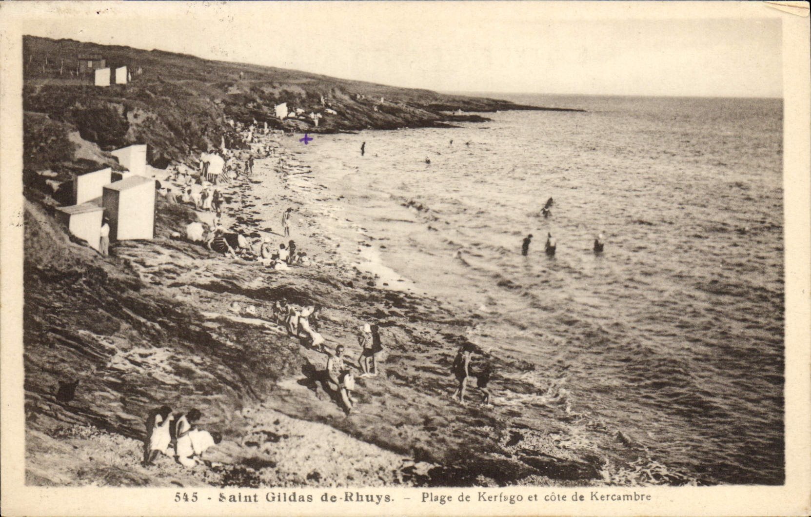 VINTAGE POSTCARD Holy Gildas of Rhuys Beach of Kerfugo and dimension of Kercambre