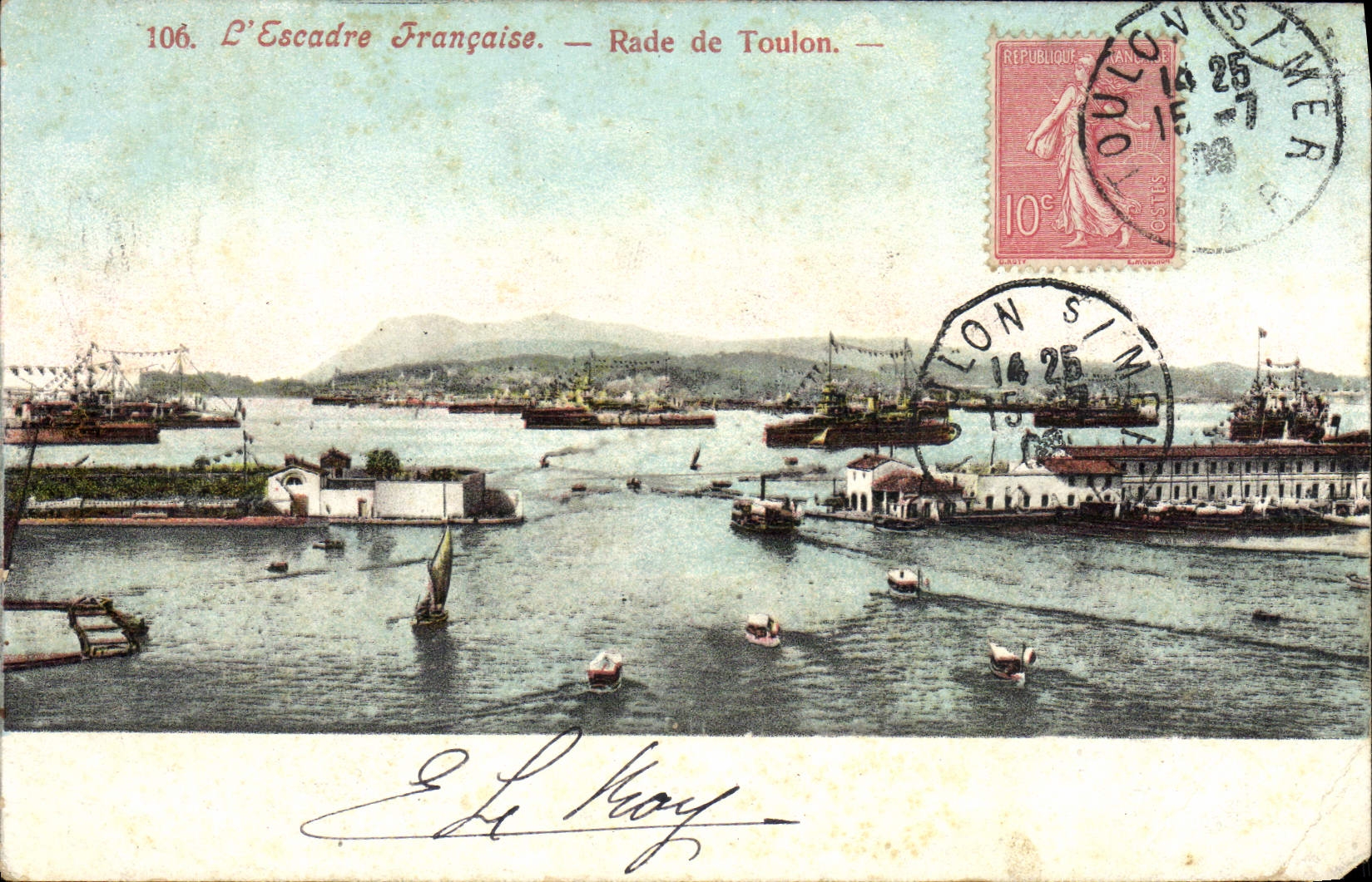 VINTAGE POSTCARD Toulon the French Squadron