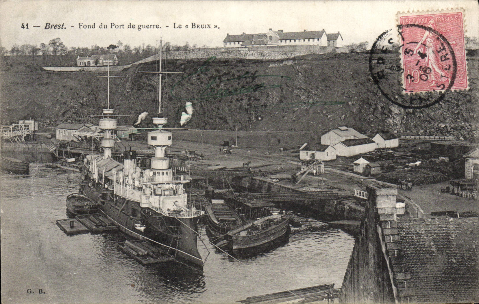 VINTAGE POSTCARD Brest Fund of the Wearing of War Bruix Warship