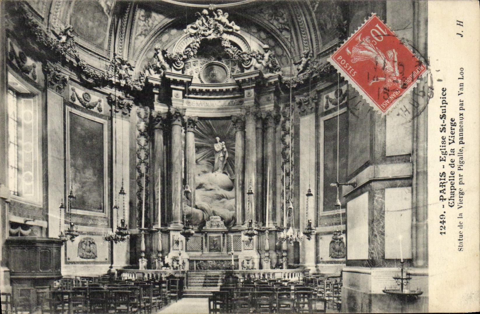 VINTAGE POSTCARD Paris the Church Holy Sulpice Chapelle of the Virgin Rules of the Virgin by Pigalle