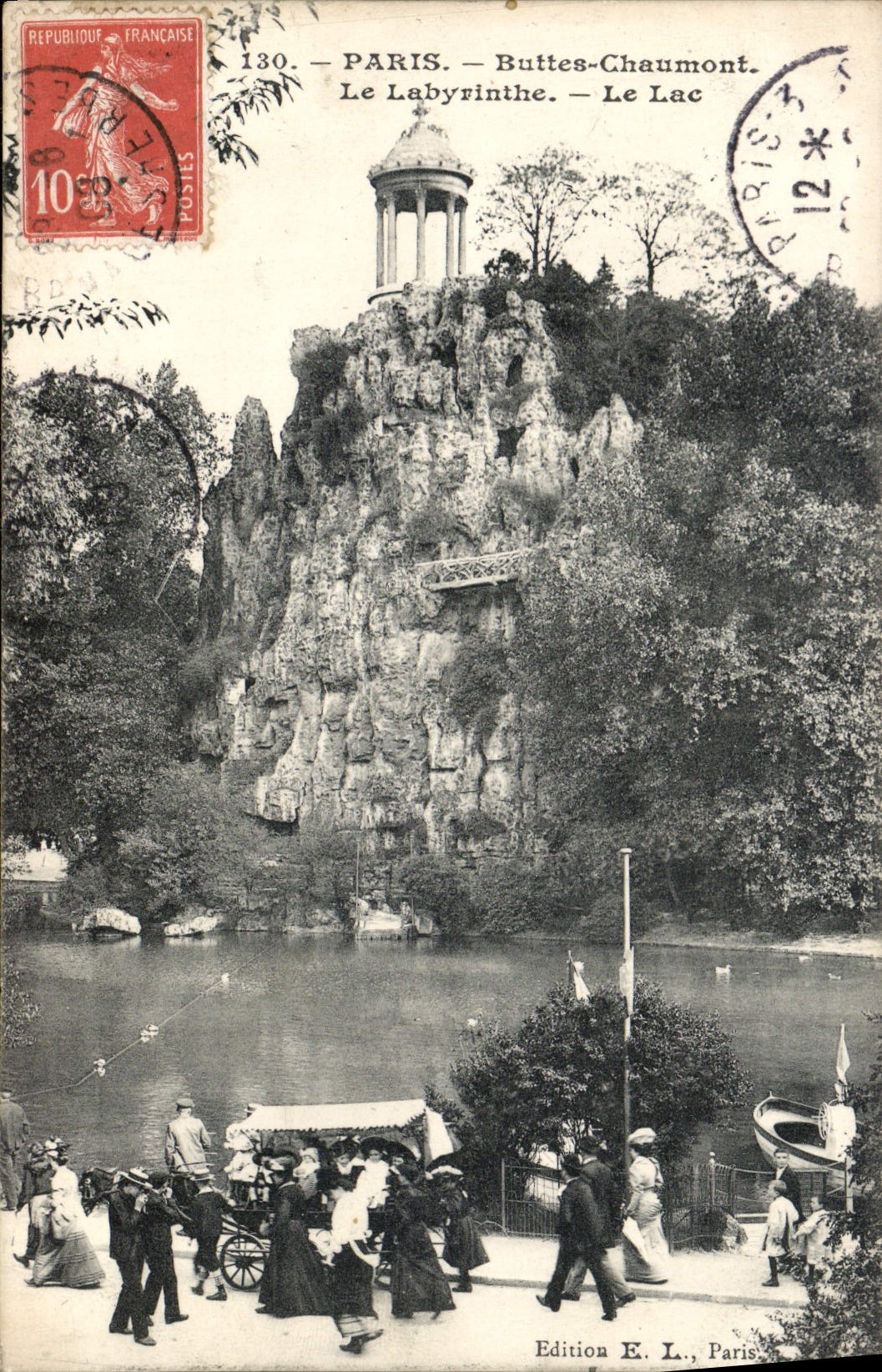 VINTAGE POSTCARD Paris Chaumont Hillocks the labyrinth the lake