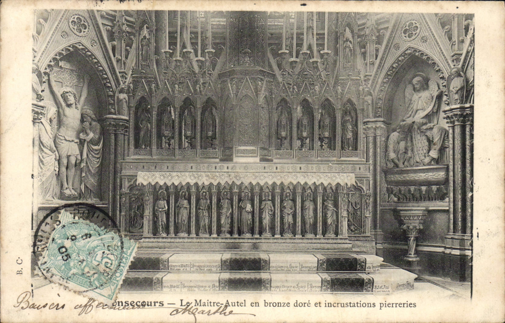 VINTAGE POSTCARD Bonsecours the Master furnace bridge out of bronze gilds and incrustations precious stones