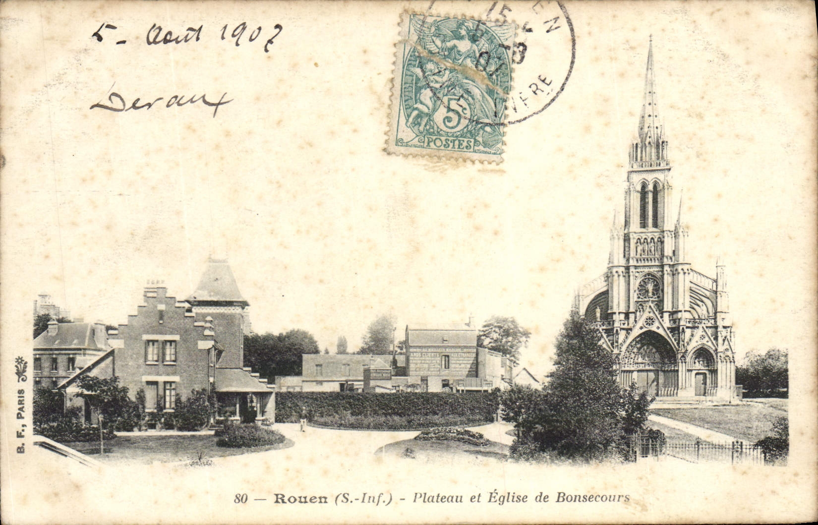 CPA Rouen Plateau et Eglise de Bonsecours