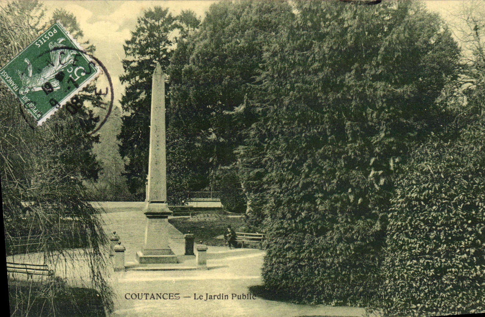 VINTAGE POSTCARD Coutances the Public garden