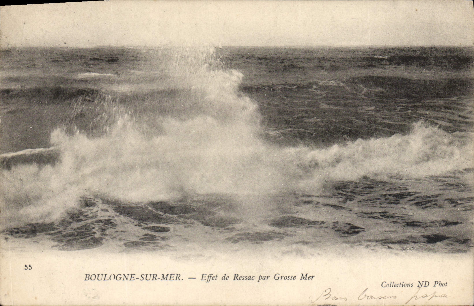 VINTAGE POSTCARD Boulogne On Sea Effect Undertow By Heavy sea