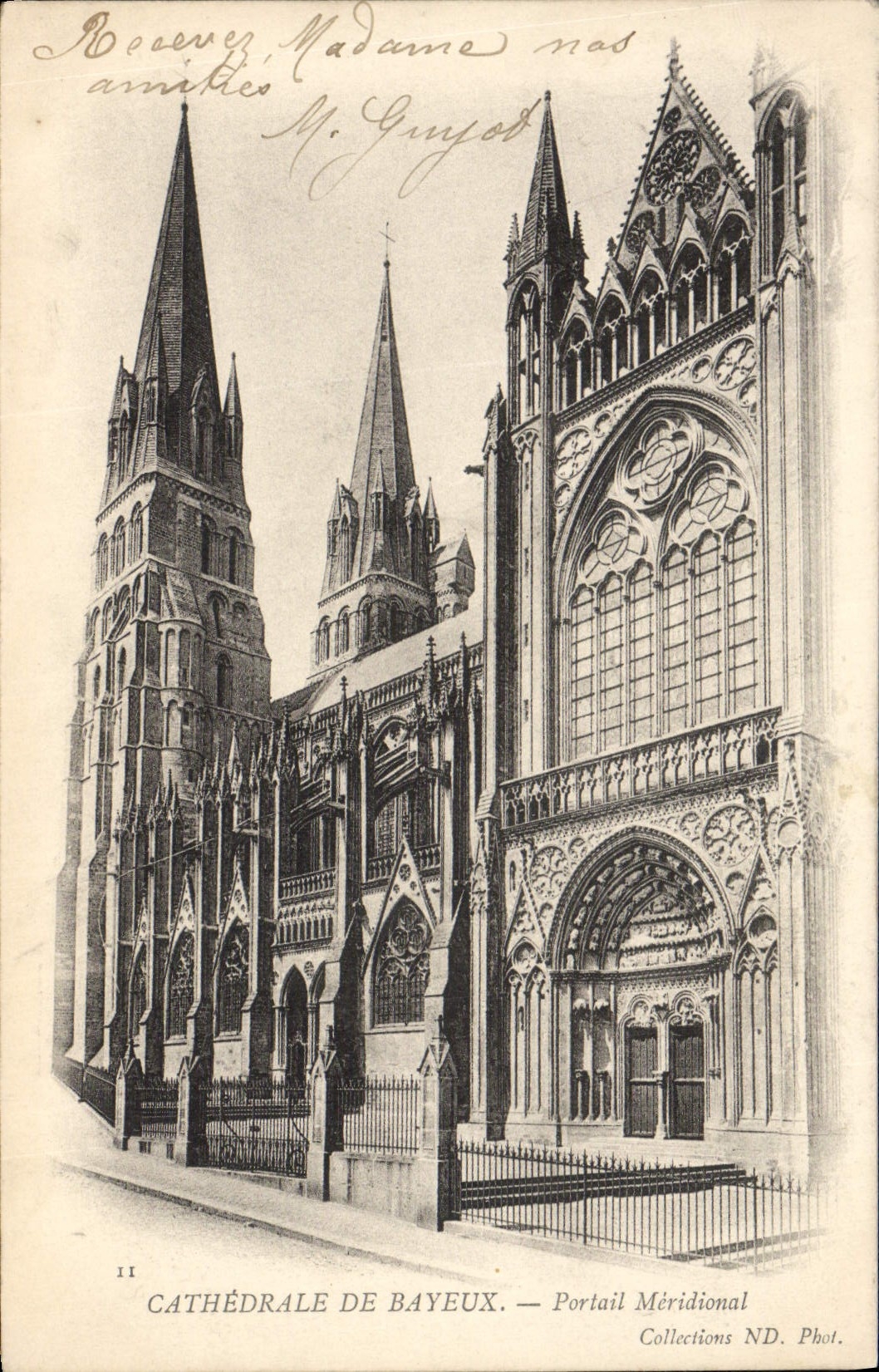 Catedral de la POSTAL de la VENDIMIA de la puerta más situada más al sur de Bayeux