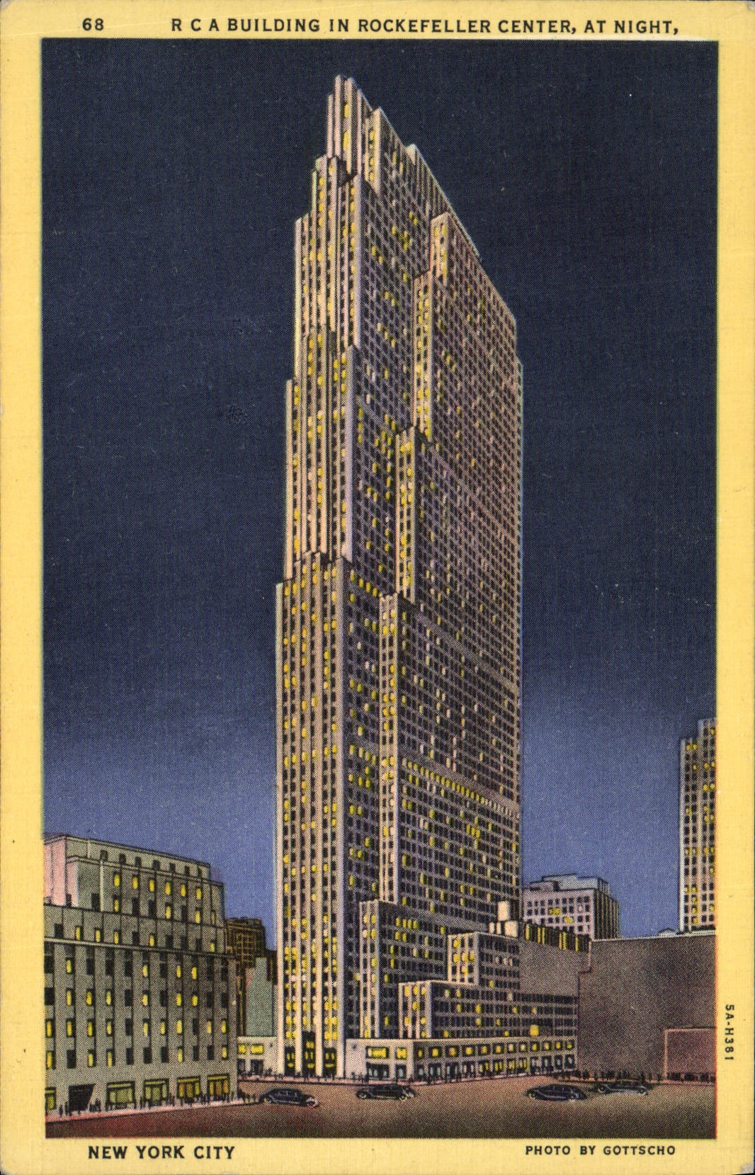 CPM New York City RCA Building in Rockfeller Center at night