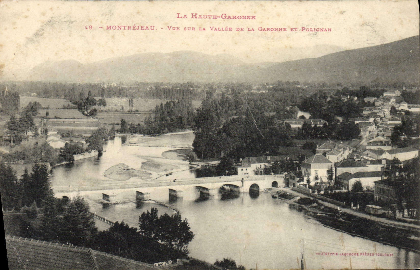 VINTAGE POSTCARD Montrejeau Seen On the Valley Of the Garonne and Polignan