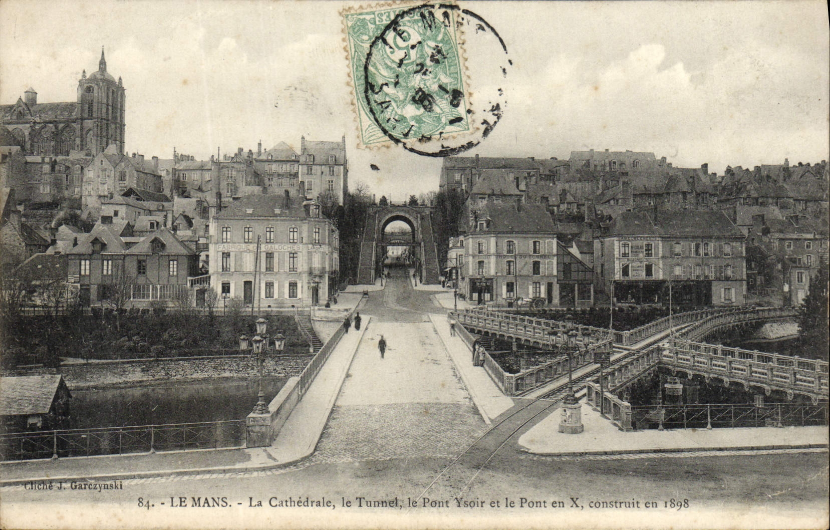 VINTAGE POSTCARD Mans the Cathedral the Tunnel the Ysoir Bridge and the bridge in X