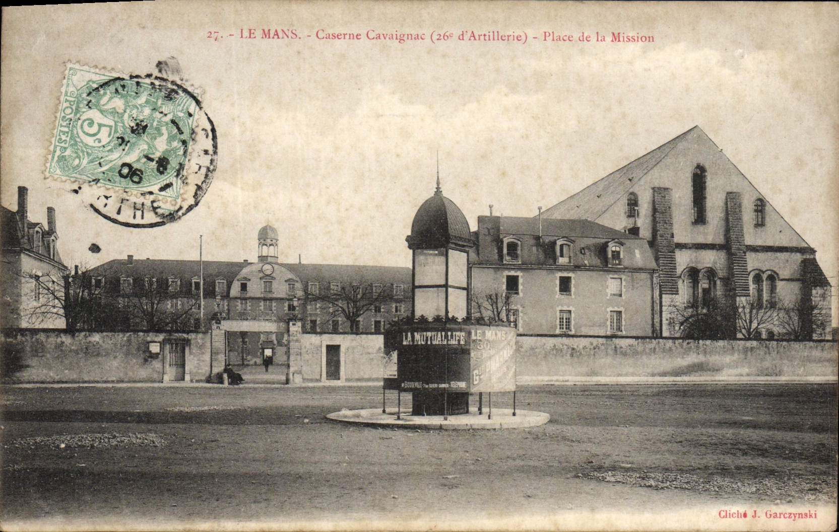 VINTAGE POSTCARD Mans Caserne Cavaignac 26th of artillery Places Militaria Mission