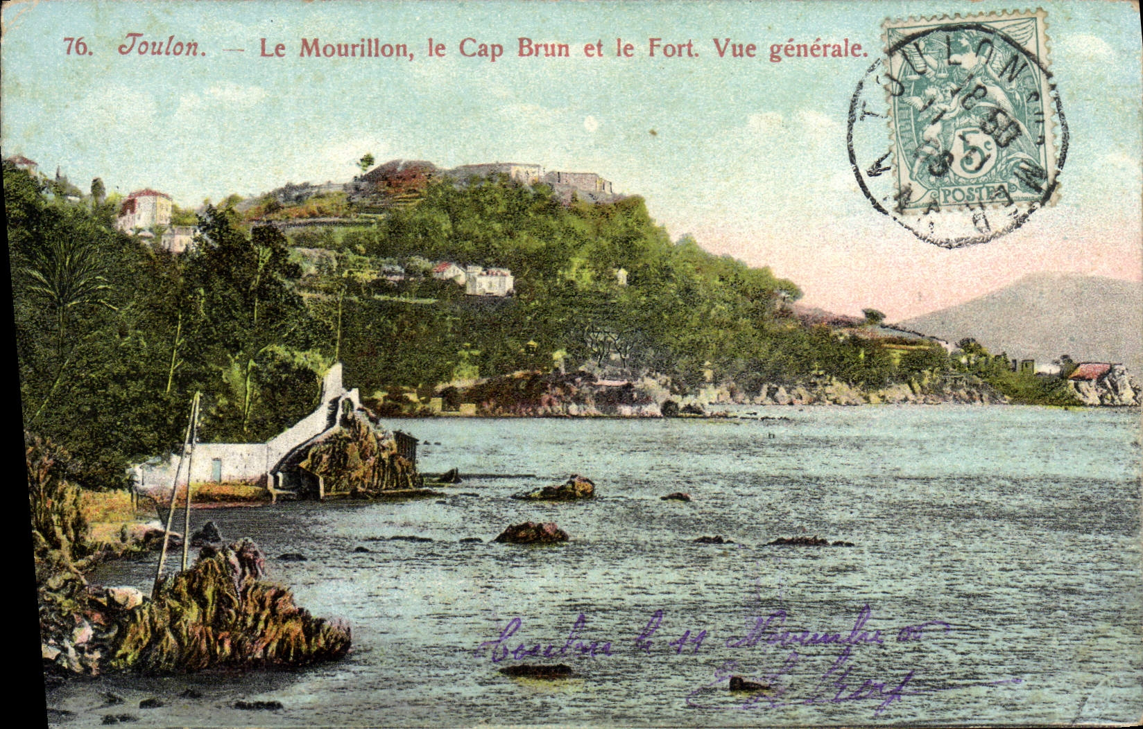 VINTAGE POSTCARD Toulon Mourillon the Brown Cape and the Fort View