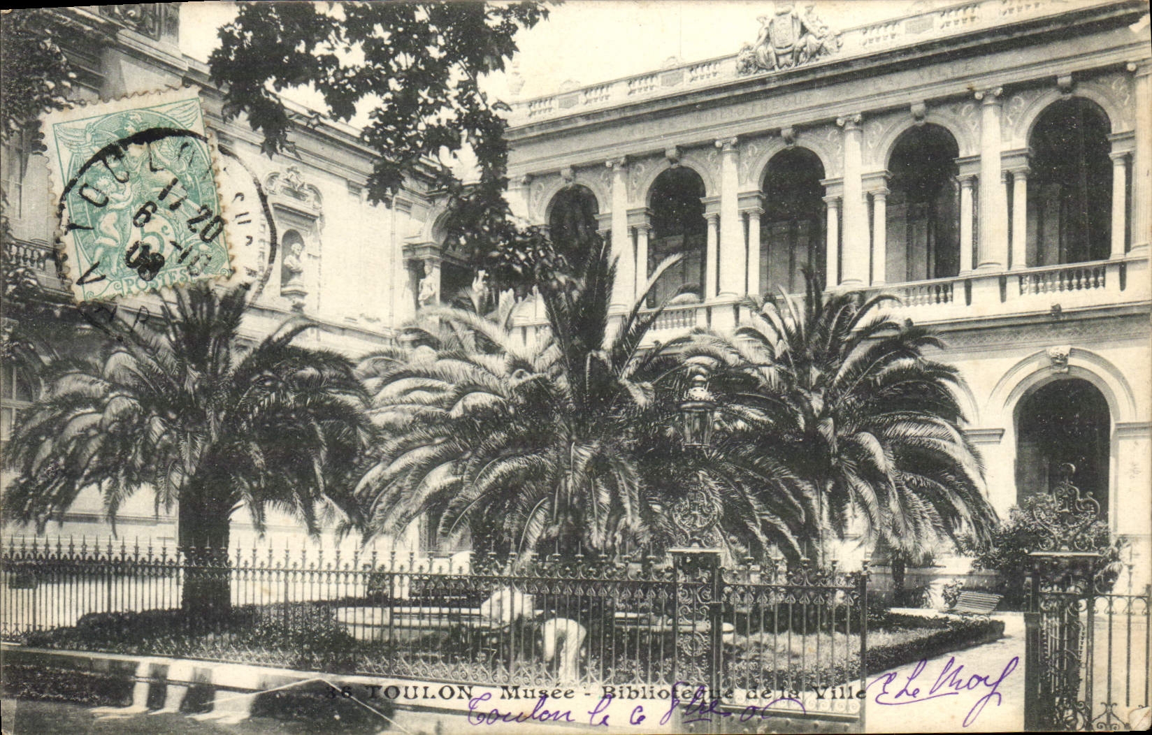 VINTAGE POSTCARD Toulon Museum Library of the City