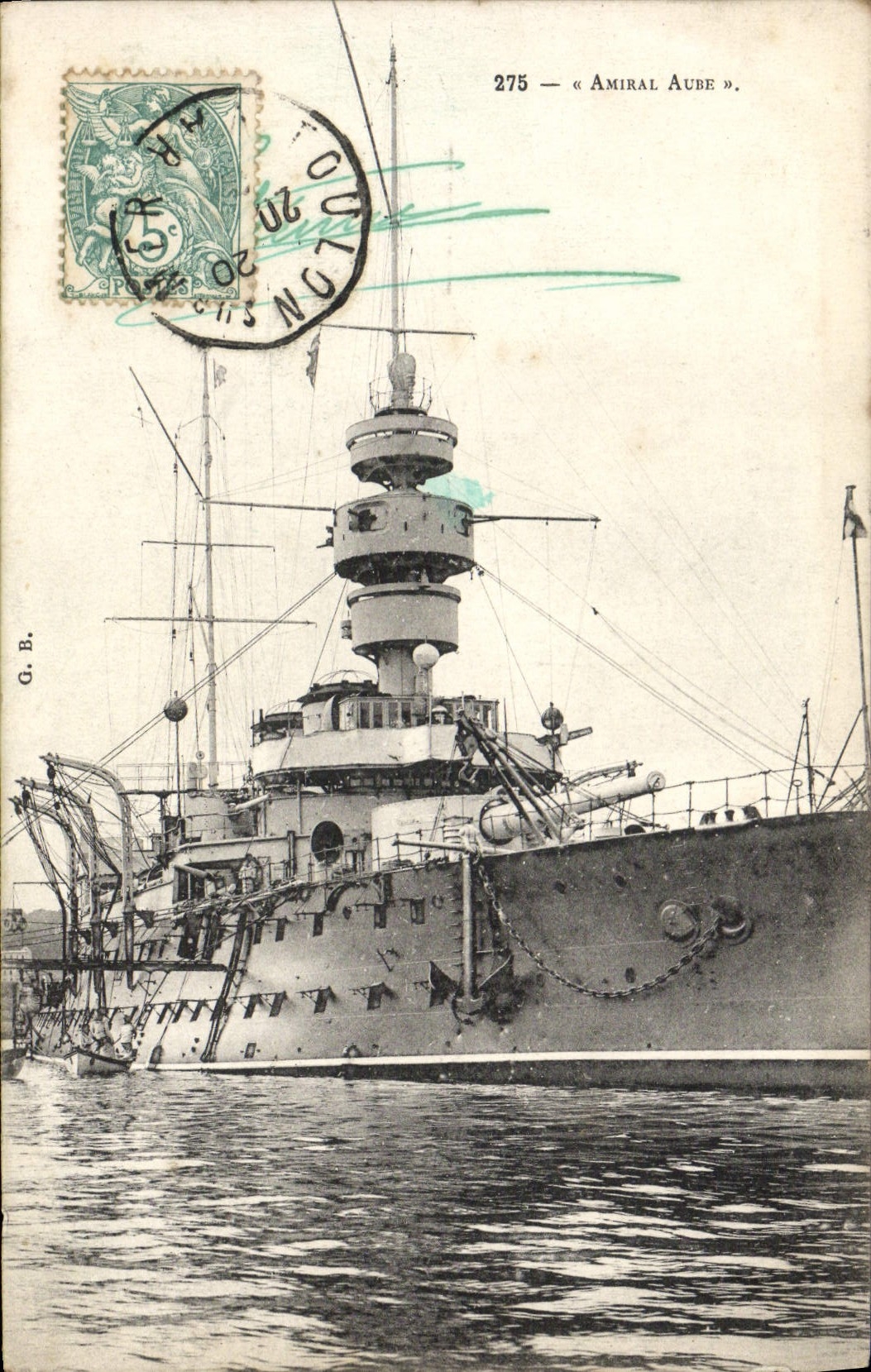 VINTAGE POSTCARD Admiral Aube Boat