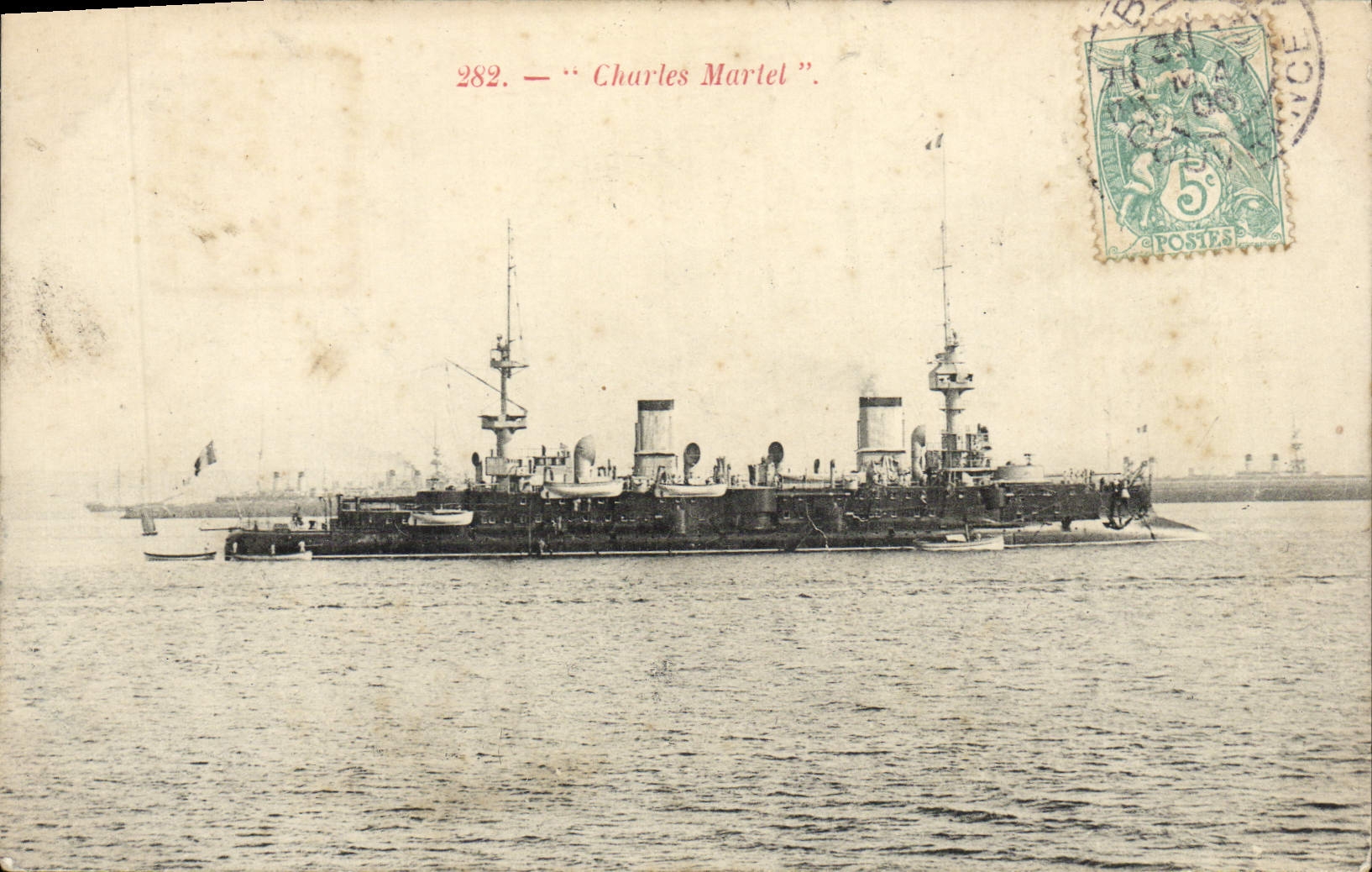 VINTAGE POSTCARD Charles Martel Boat War