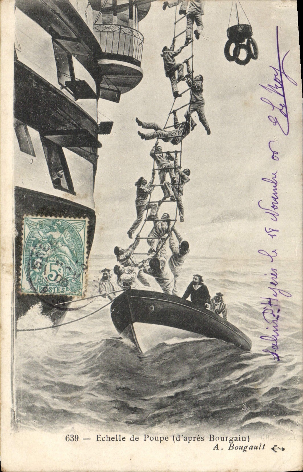 CPA Echelle de Poupe d'apres Bourgain Bateau 