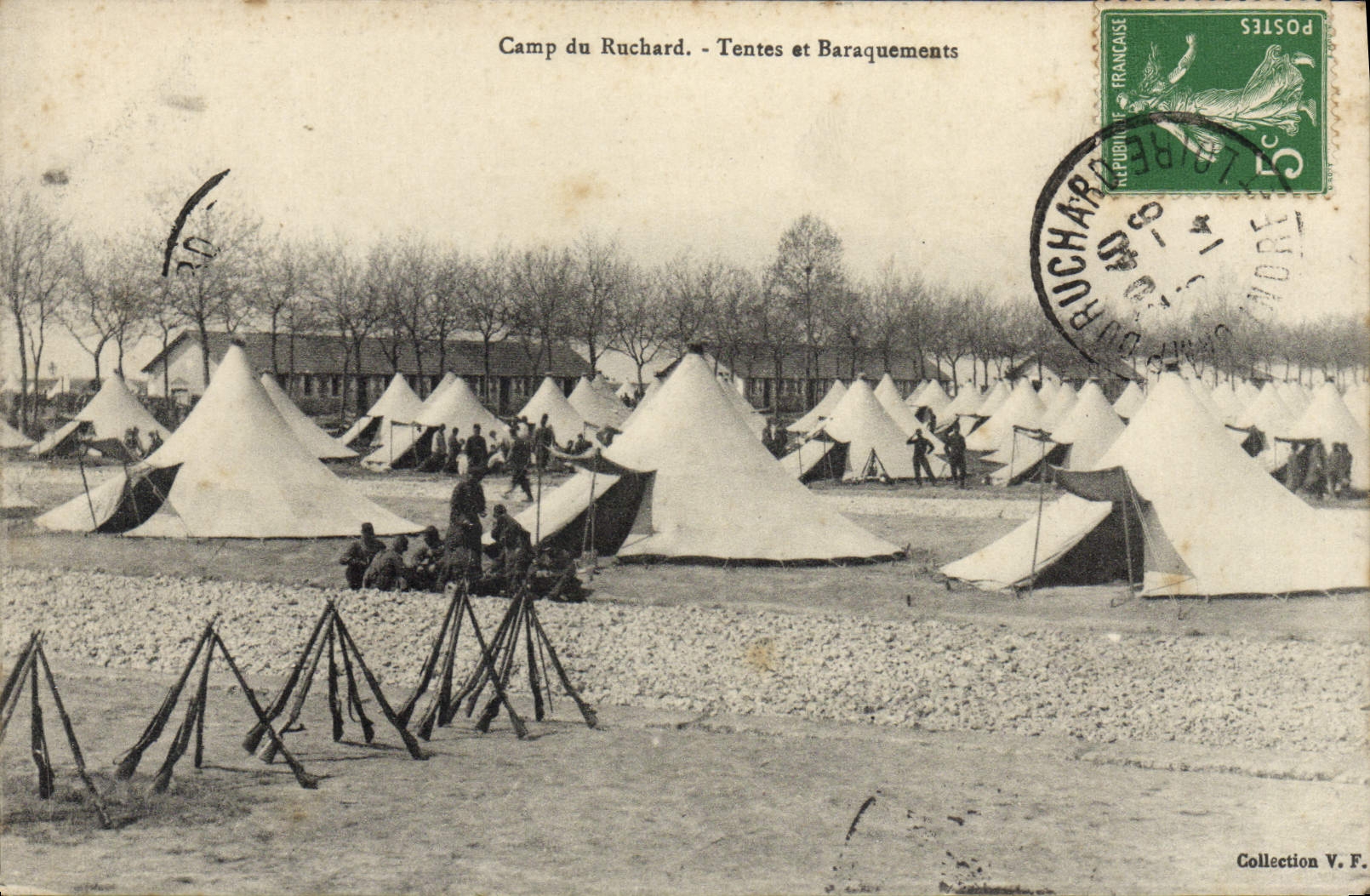 VINTAGE POSTCARD Camp of Ruchard Tents and Militaria hutments