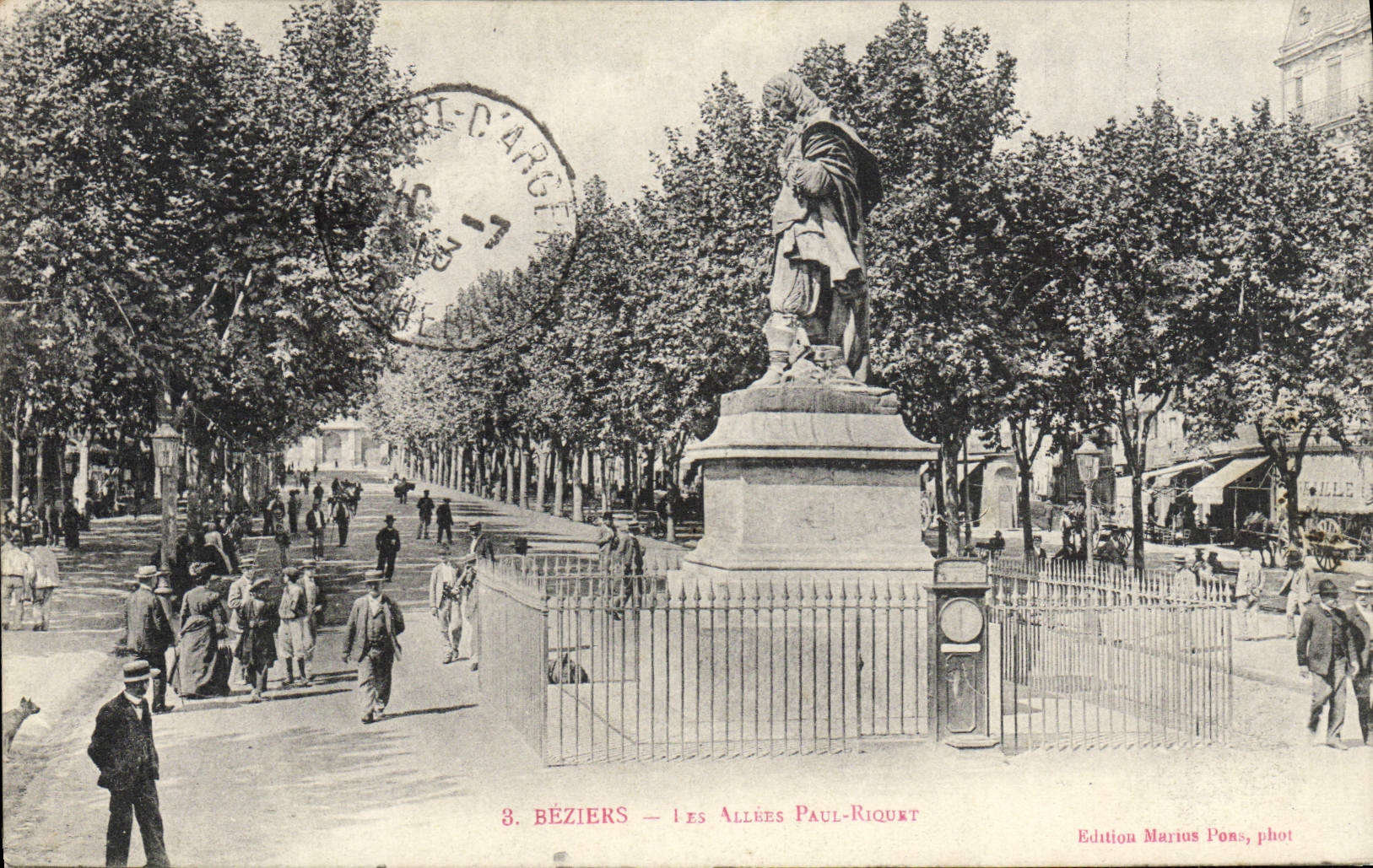 VINTAGE POSTCARD Beziers the Ales Paul Riquet