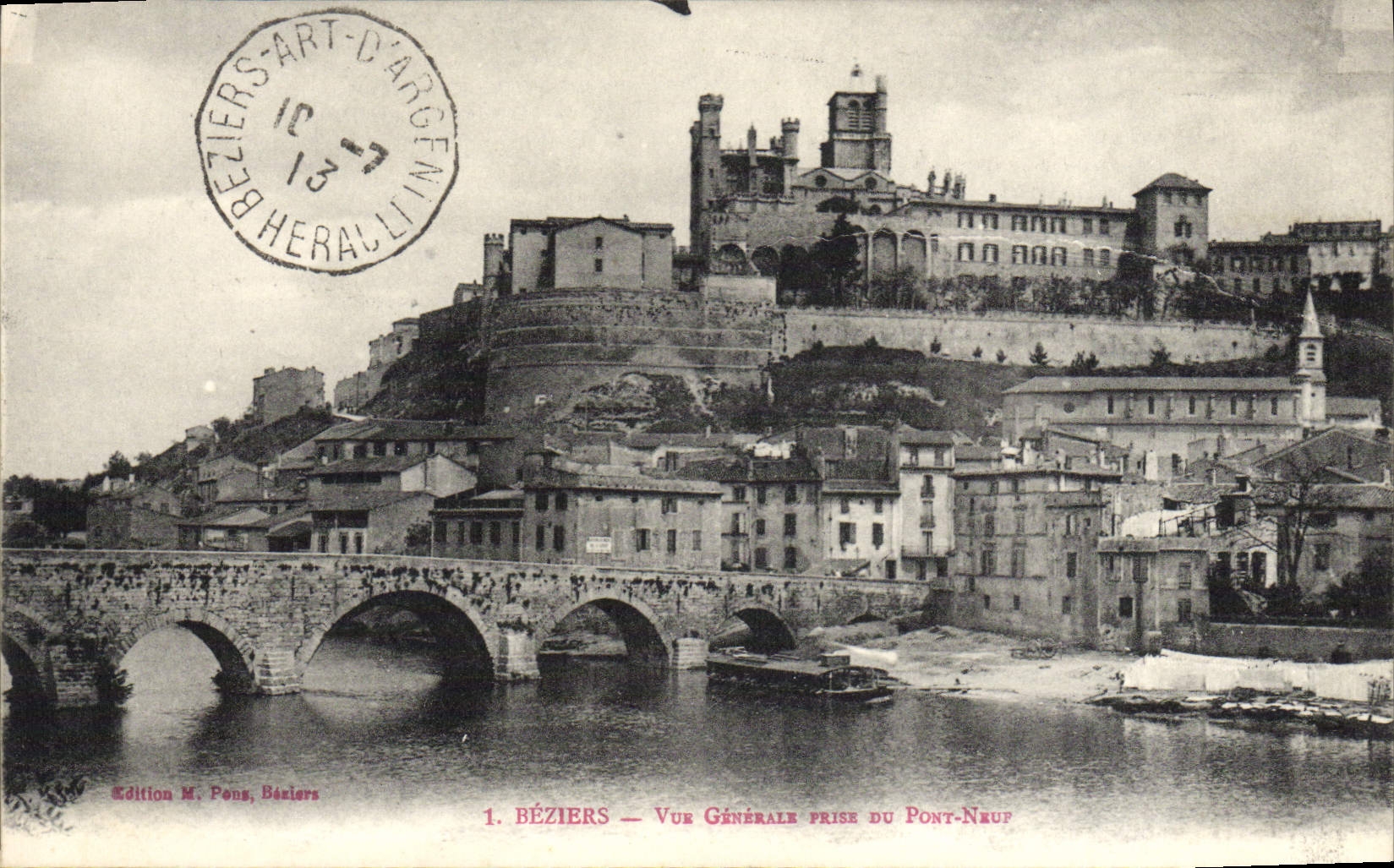 VINTAGE POSTCARD Beziers View Taken Of the New Bridge