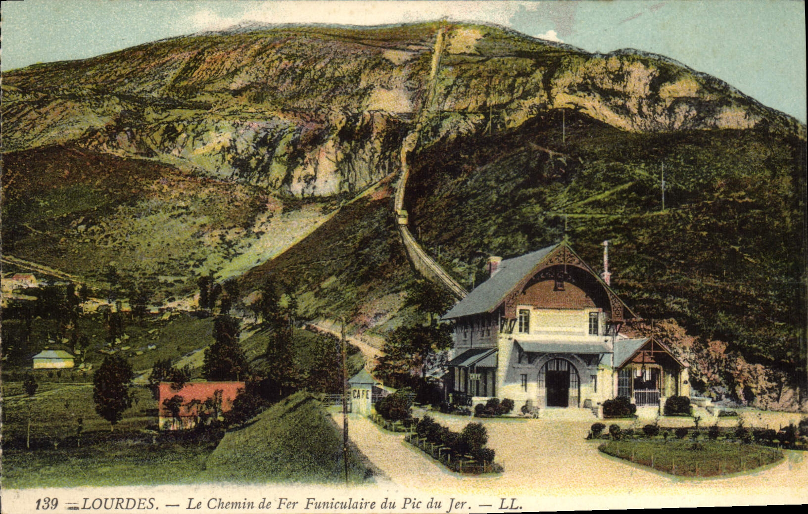 VINTAGE POSTCARD Heavy the Funicular Way Iron of the Peak of Jer