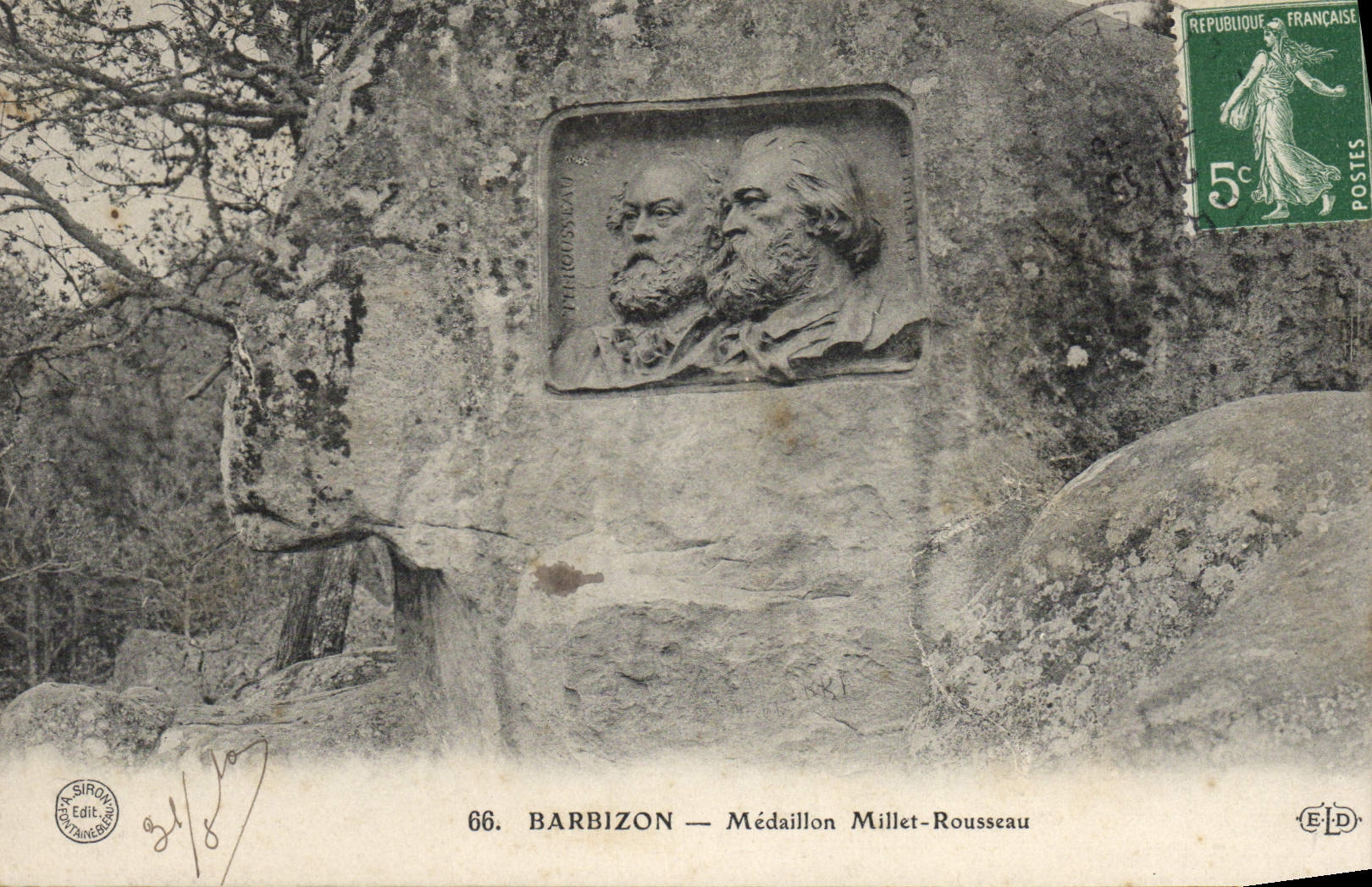 VINTAGE POSTCARD Barbizon Medallion Rousseau Millet