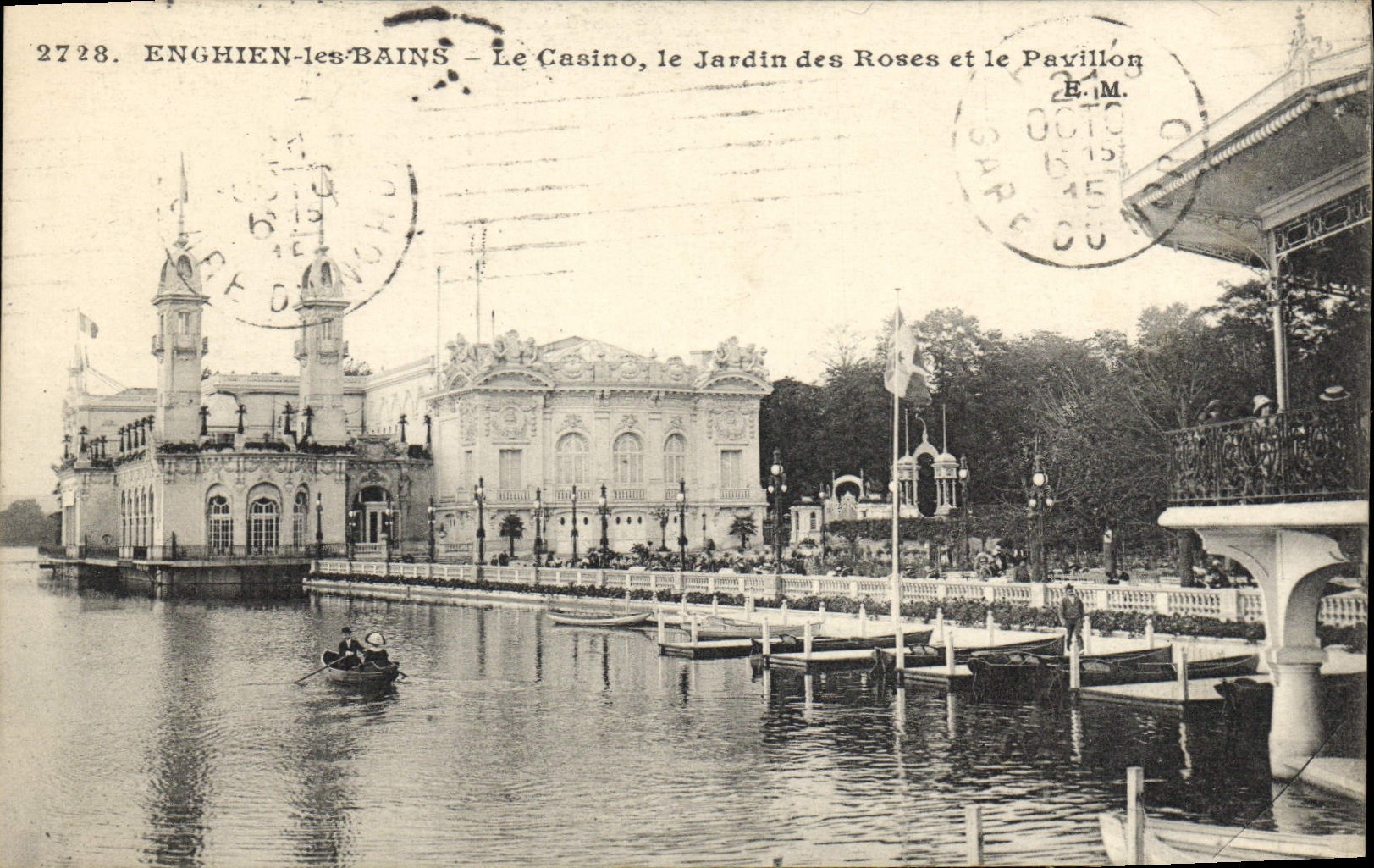 VINTAGE POSTCARD Enghien Les Bains the Casino the Garden of the Roses and the house