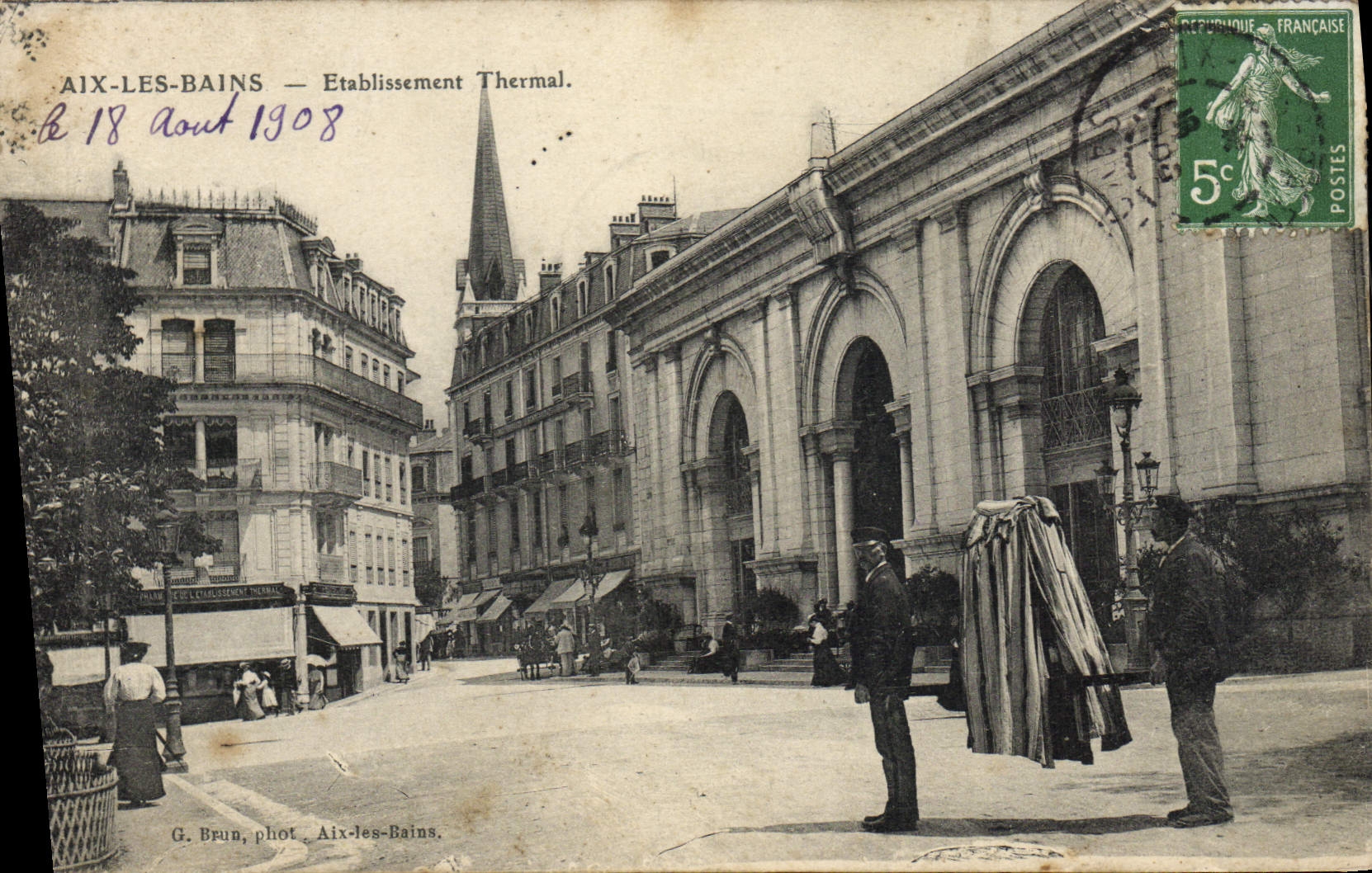 VINTAGE POSTCARD Aix Les Bains Hydropathic establishment Conveys has carrying