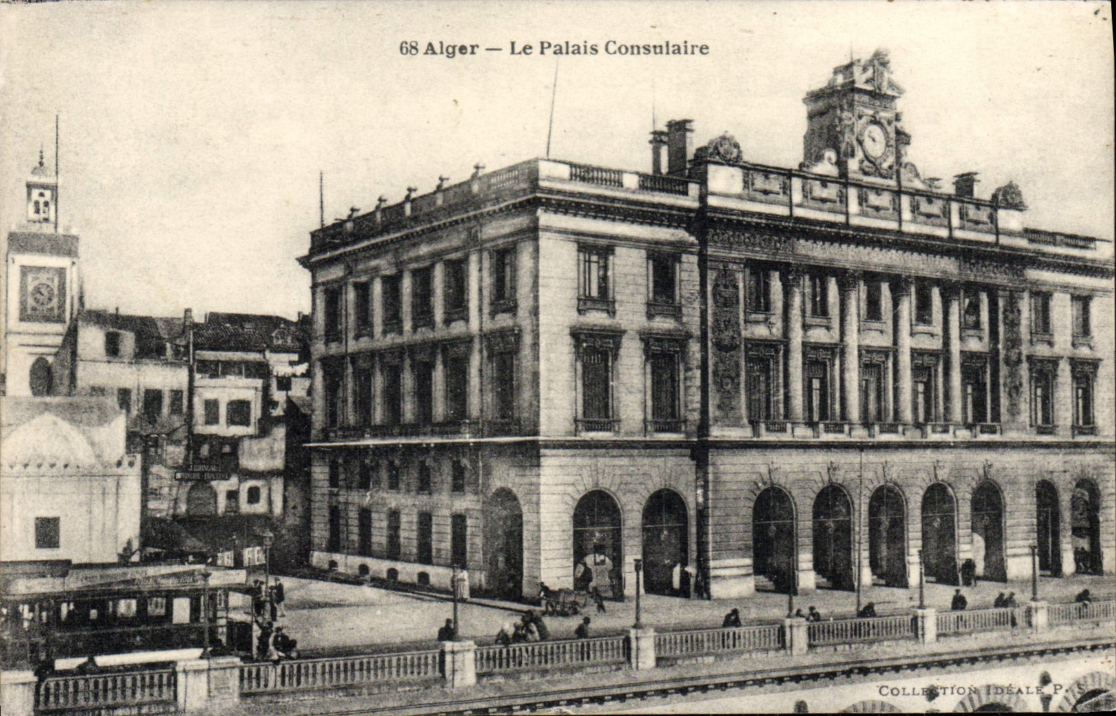 CPA Alger Le Palais Consulaire Tramway