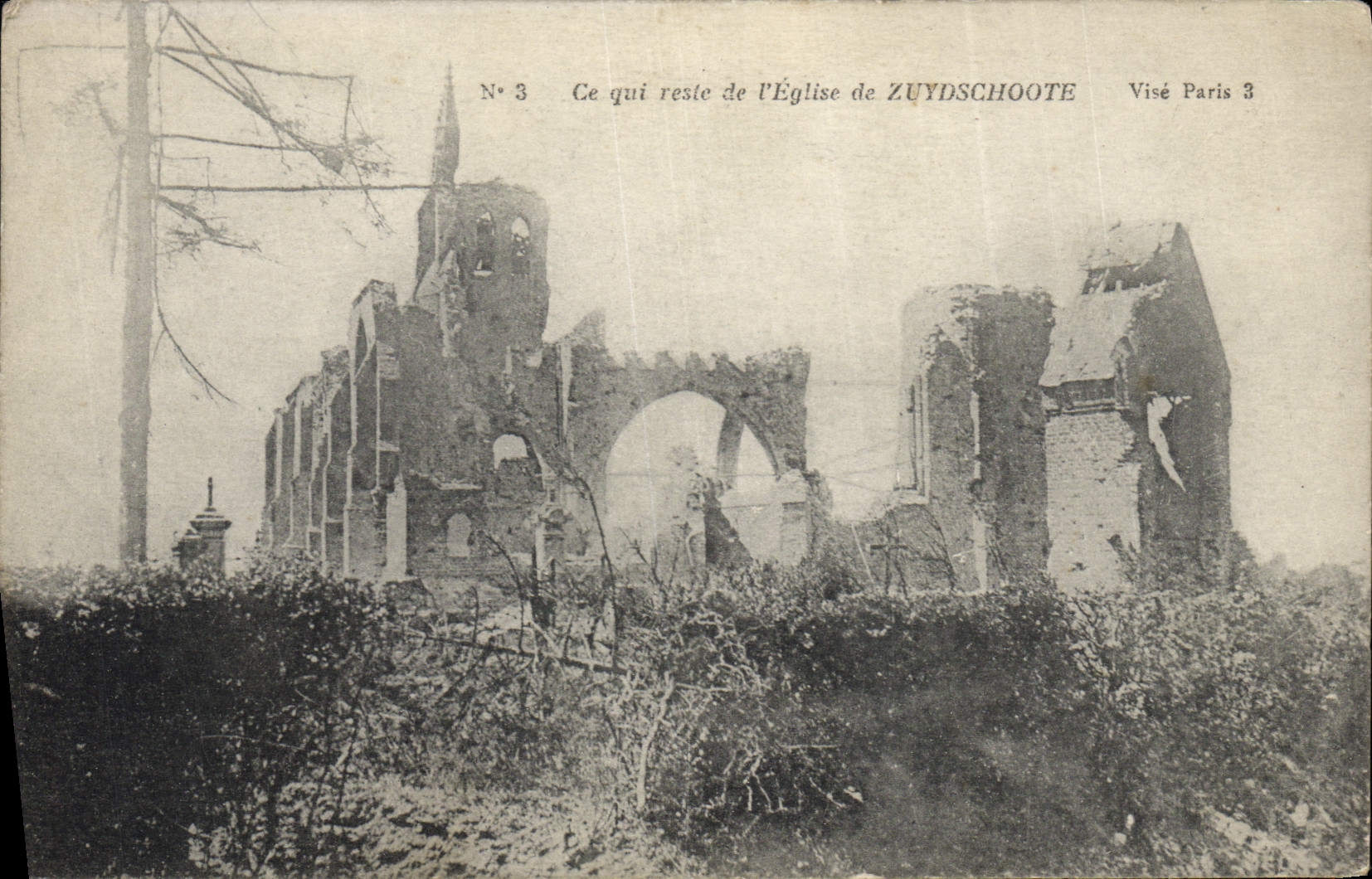 VINTAGE POSTCARD Zuydschoote What Remains Church