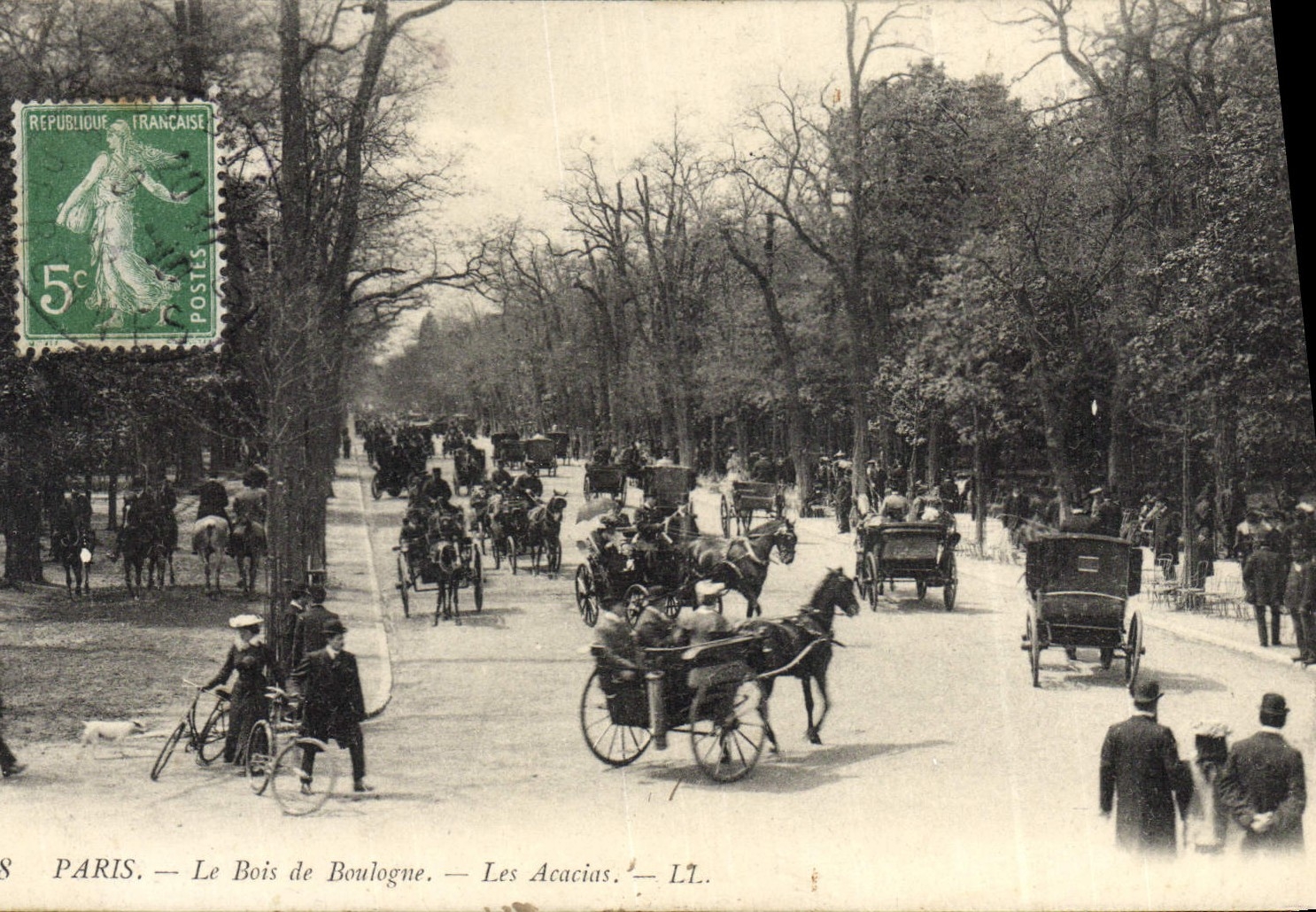 VINTAGE POSTCARD Paris Boulogne Wood the Acacias Horses