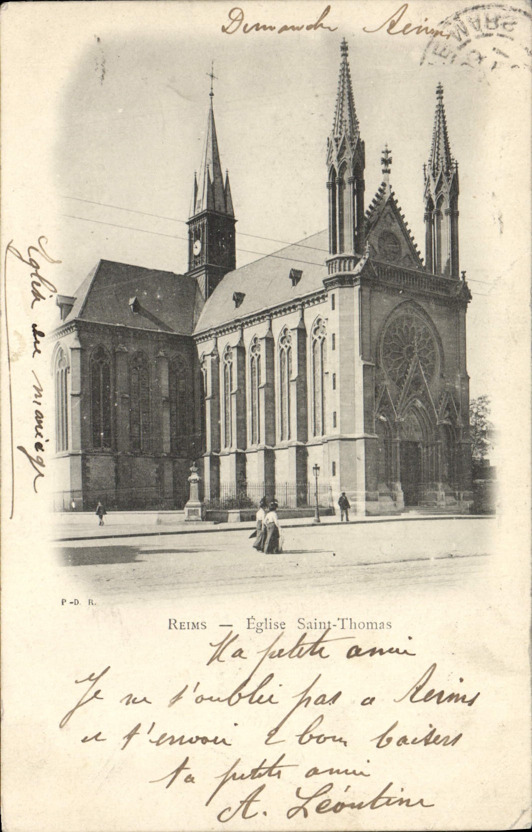 CPA Reims Eglise Saint Thomas Cachet levee de nuit paris