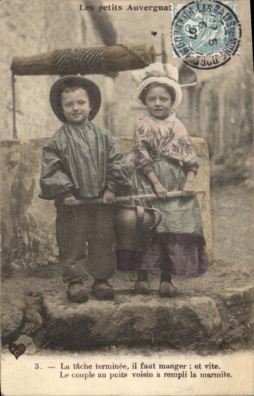 VINTAGE POSTCARD Small Auvergnats Children Folklore