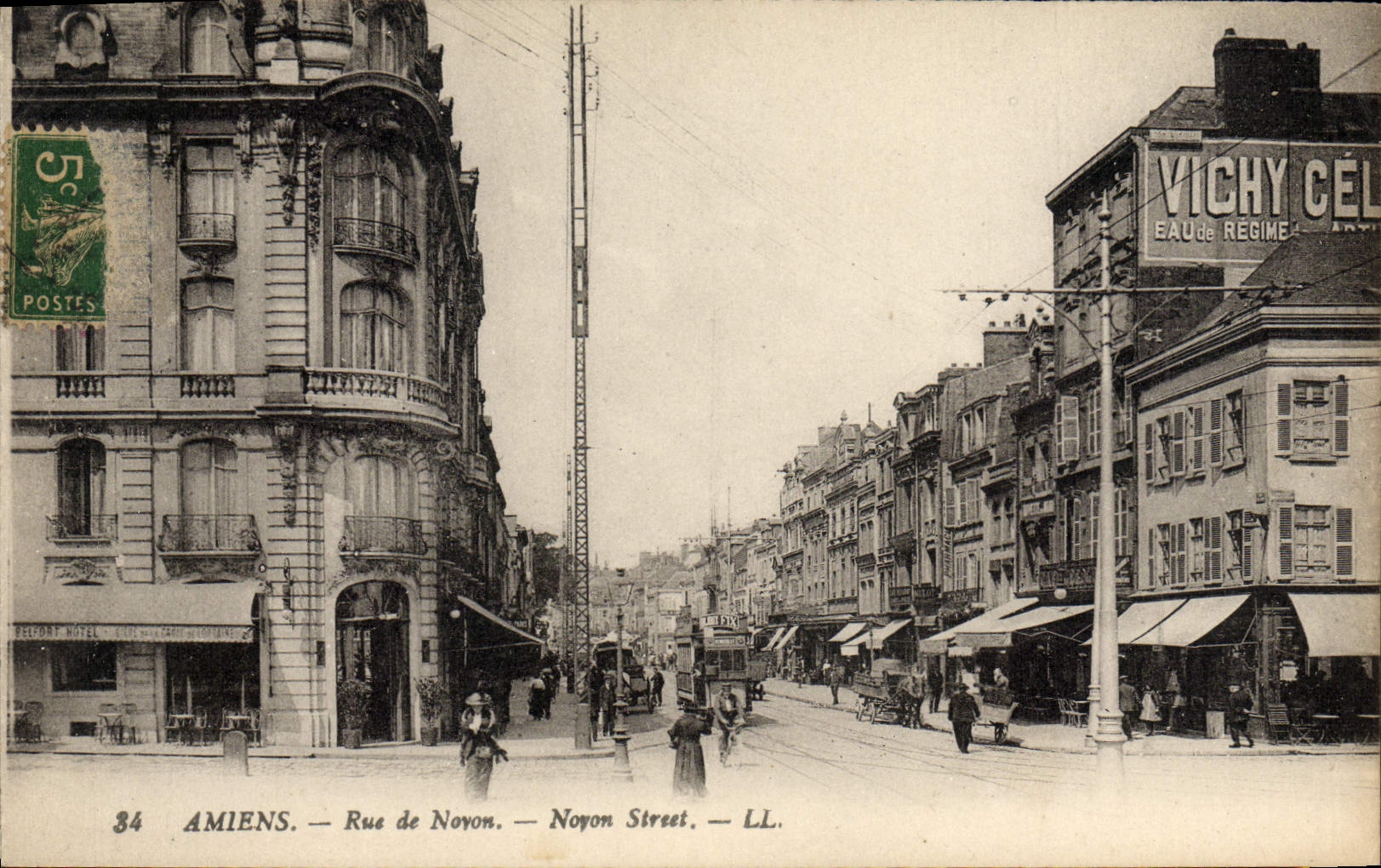 VINTAGE POSTCARD Amiens Street of Boundary-line Tram