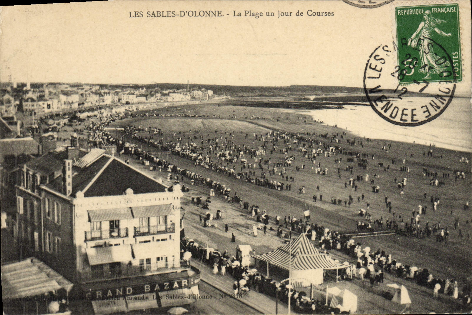 POSTAL de la VENDIMIA Sables d'Olonne la playa un día de caballos de Hippisme de las razas