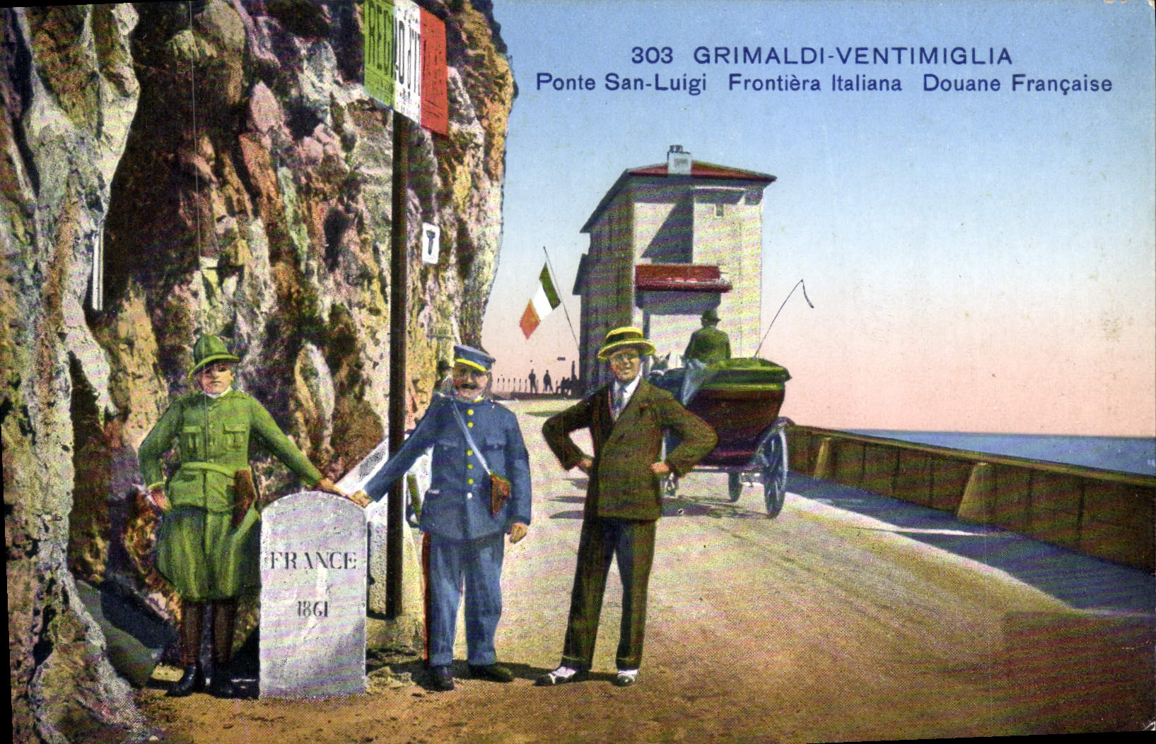 CPA Grimaldi Ventimiglia Ponte San Luigi Douane Francaise