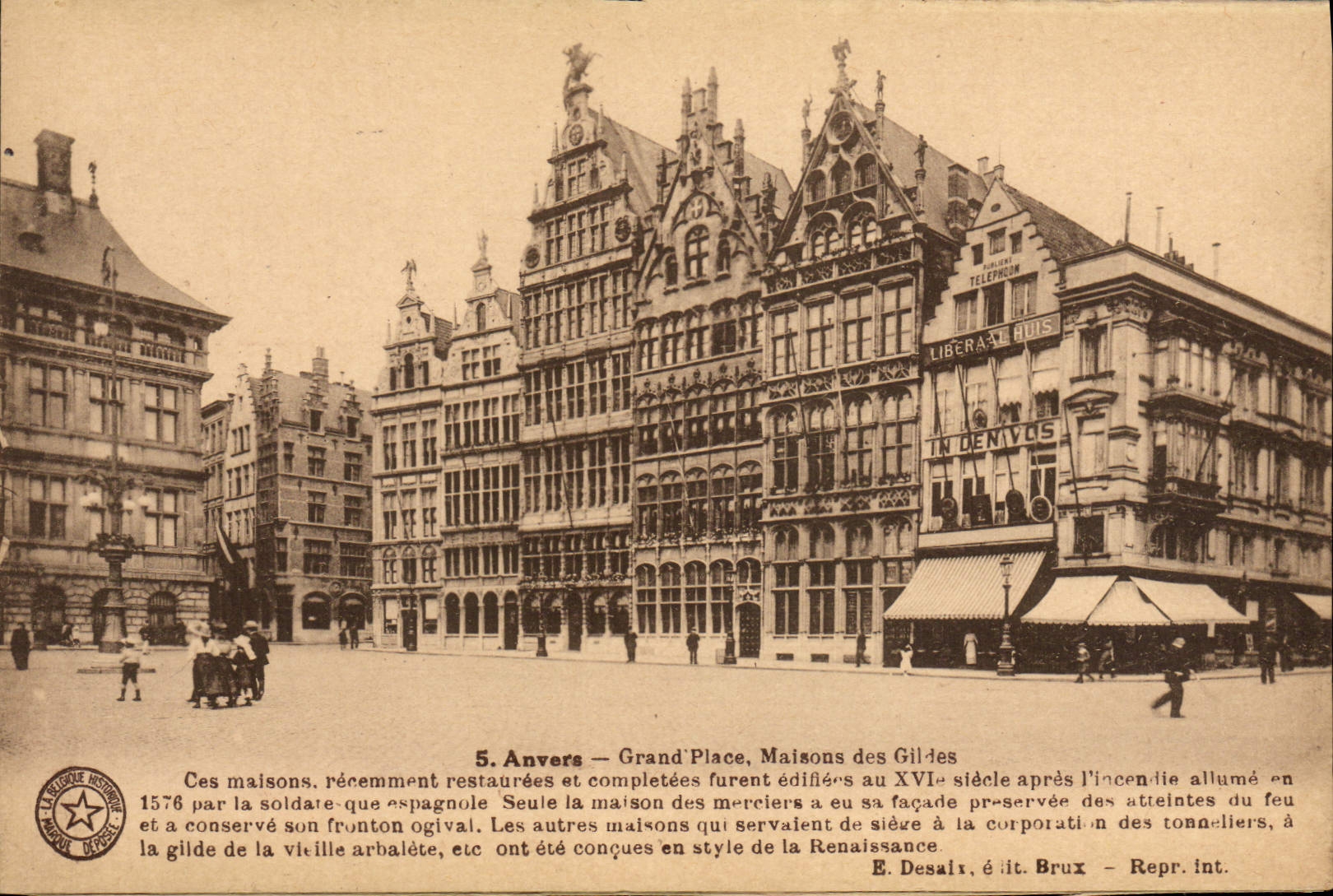 Lugares magníficos Malsons de Amberes de la POSTAL de la VENDIMIA de Gildes