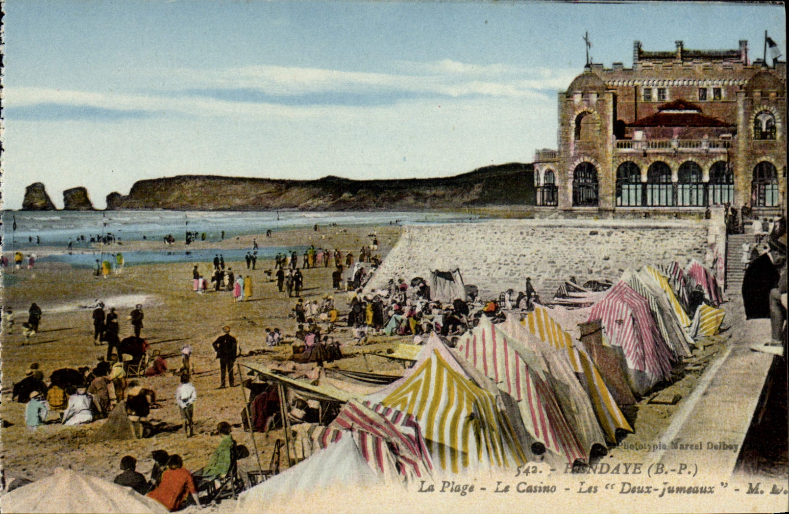 VINTAGE POSTCARD Hendaye the Casino Two Twins