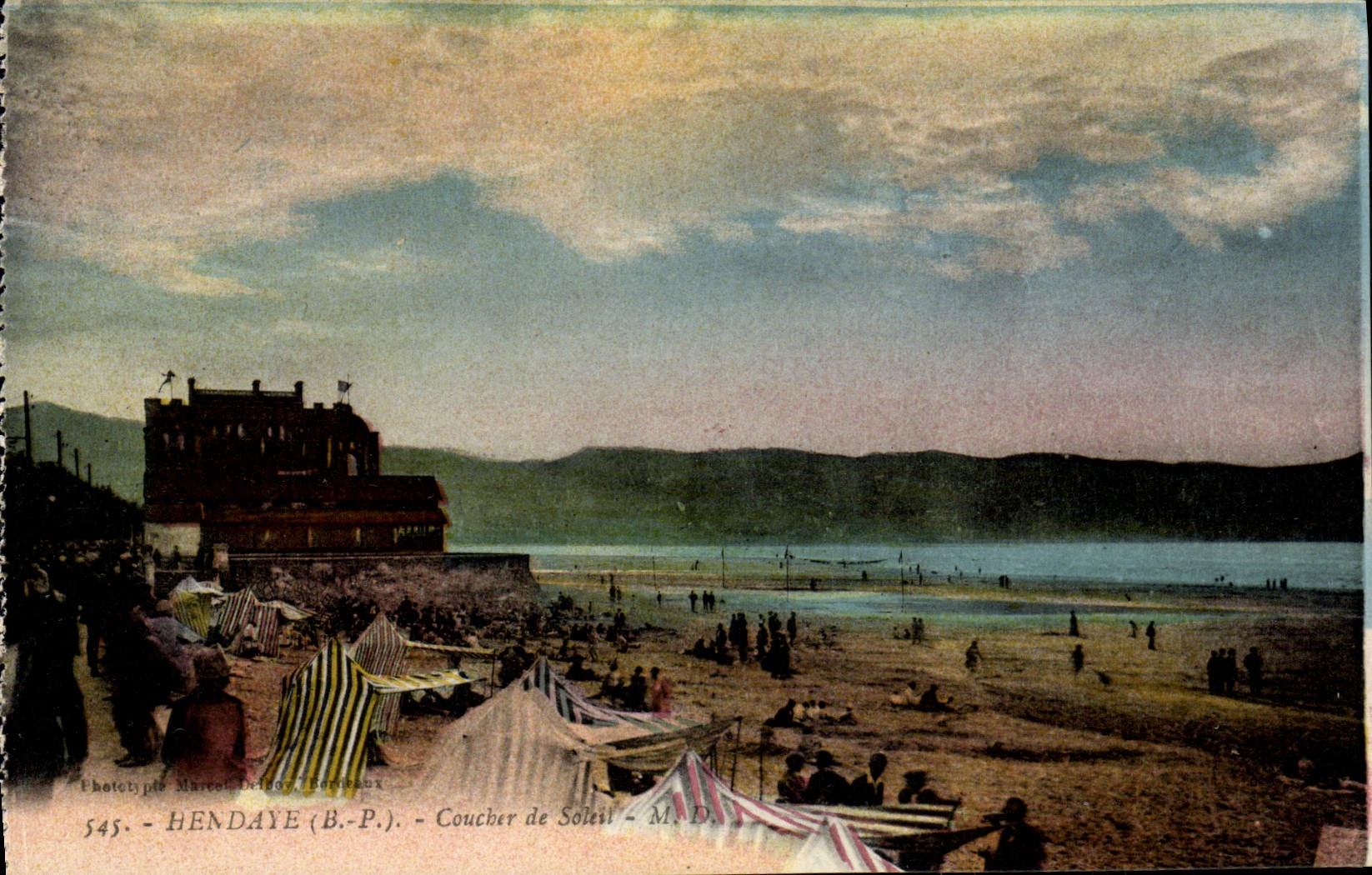 VINTAGE POSTCARD Hendaye Sunset