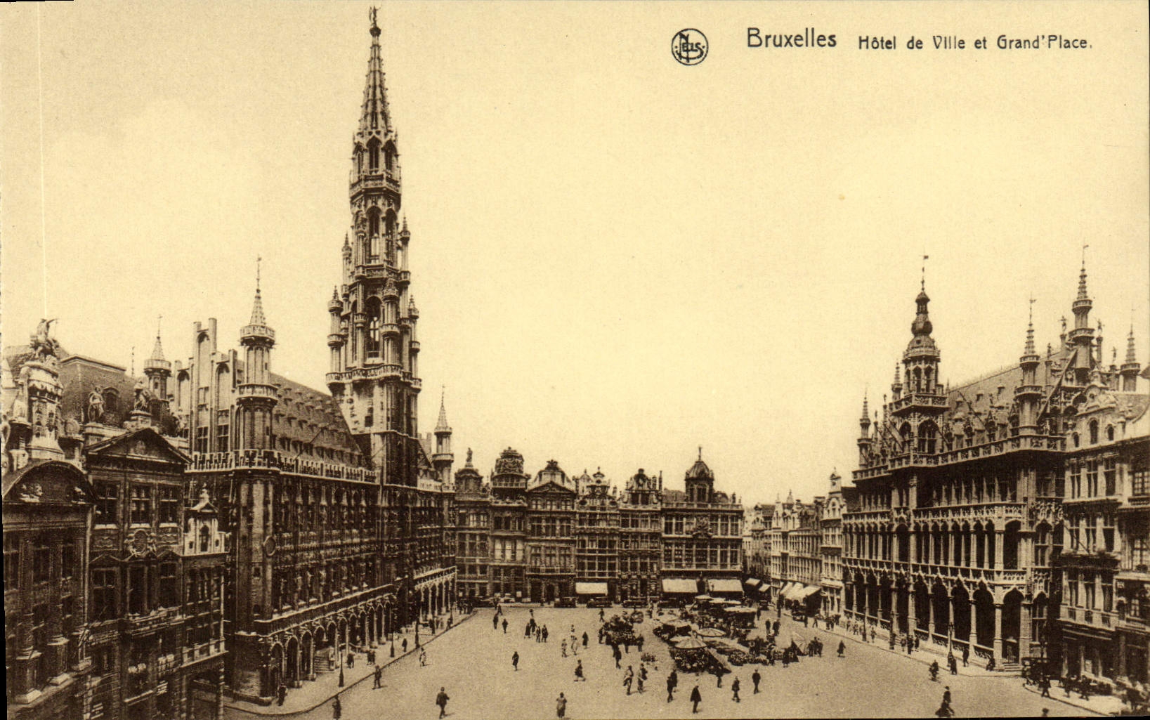 Ayuntamiento de Bruselas de la POSTAL de la VENDIMIA y gran lugar