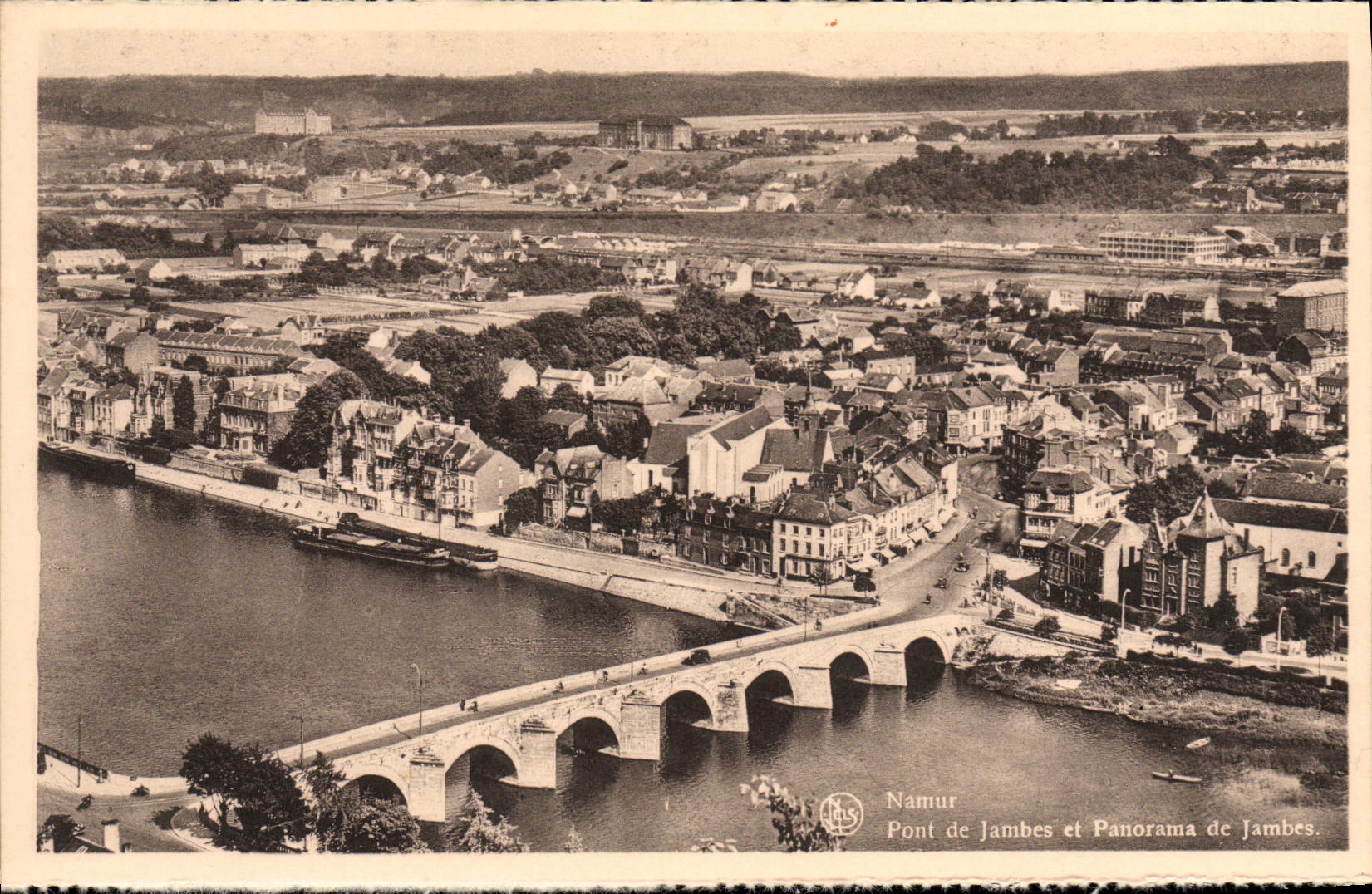 VINTAGE POSTCARD Namur Bridge of legs and panorama of Legs