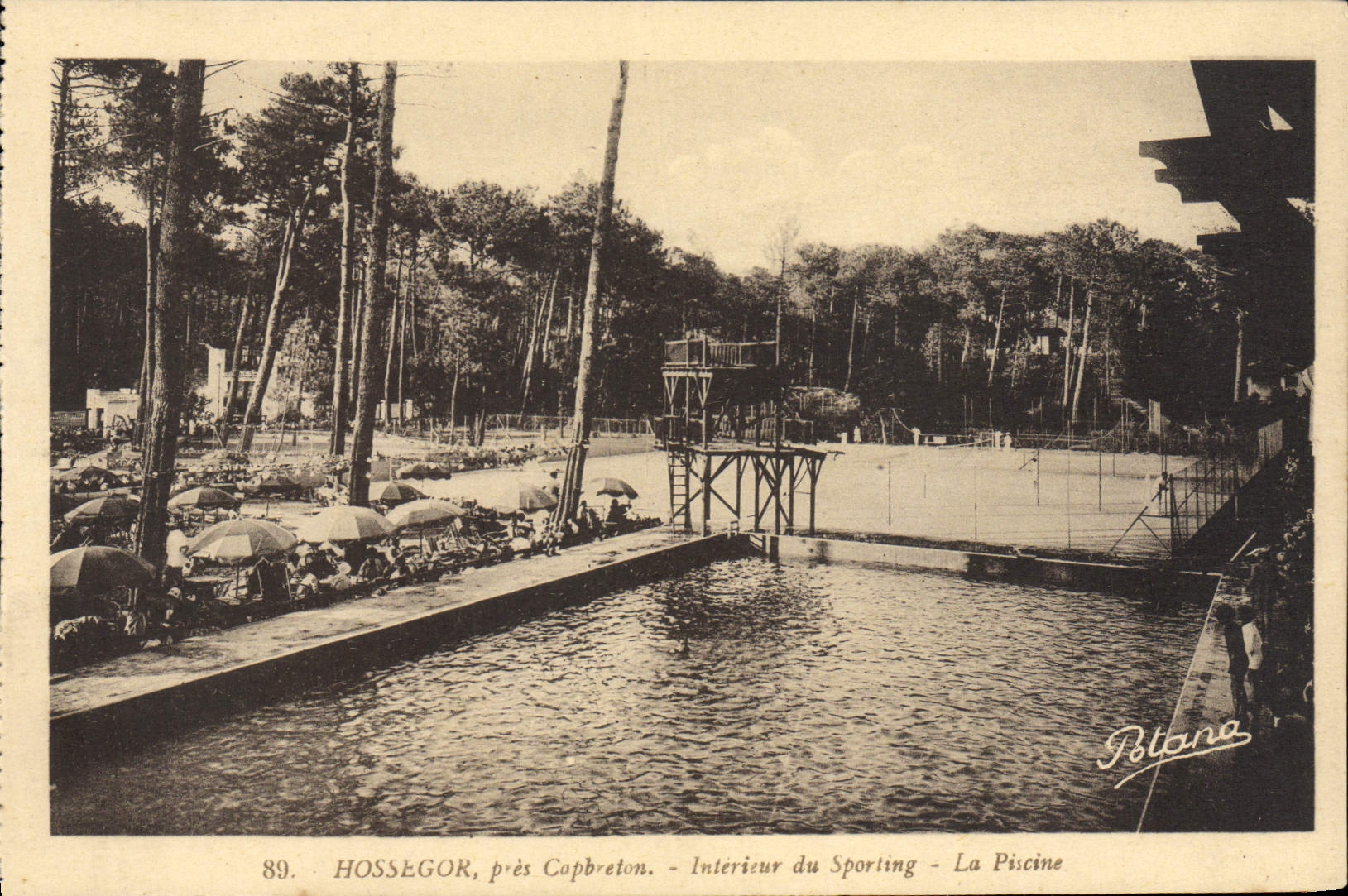 POSTAL Hossegor Capbreton interior cercano de la VENDIMIA de divertirse la piscina