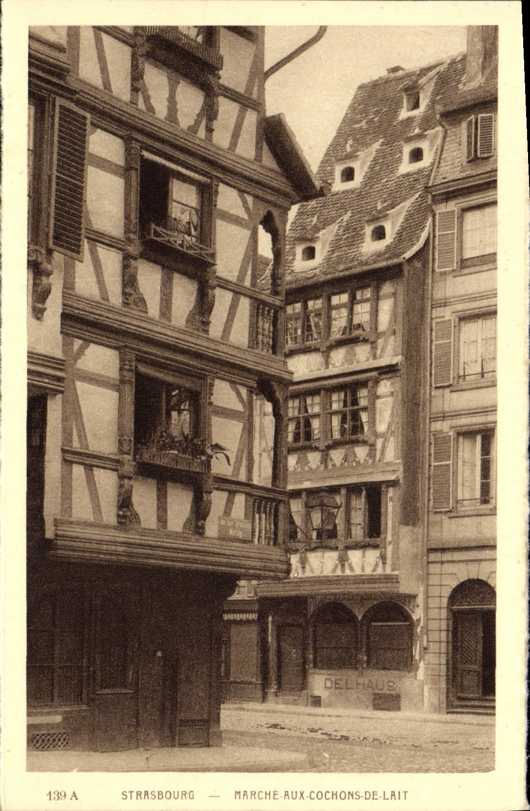 VINTAGE POSTCARD Strasbourg Goes to pigs Delhaus the milk