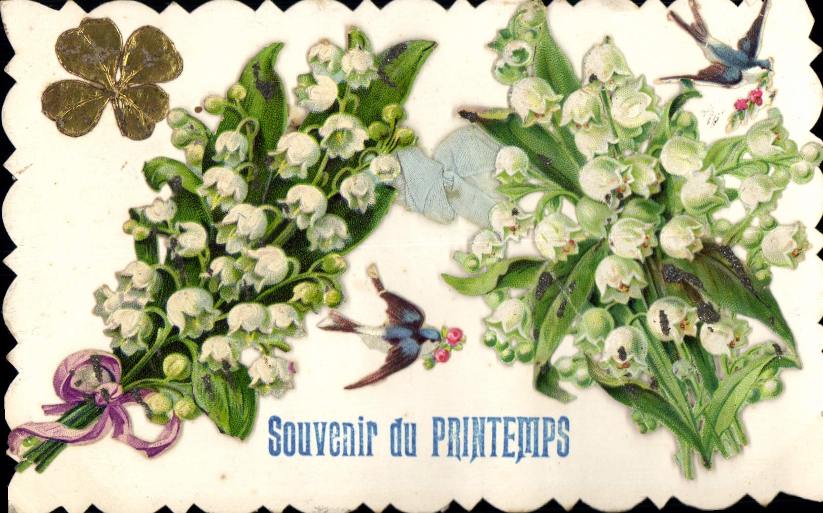 VINTAGE POSTCARD Fantasy Flowers Souvenir of Spring Lily of the valley