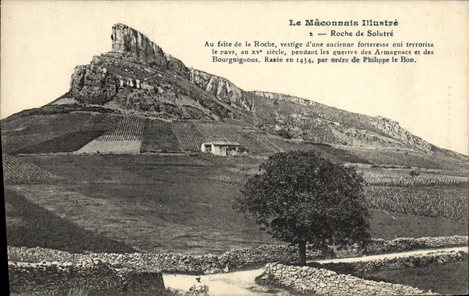 VINTAGE POSTCARD Rock of Solutre