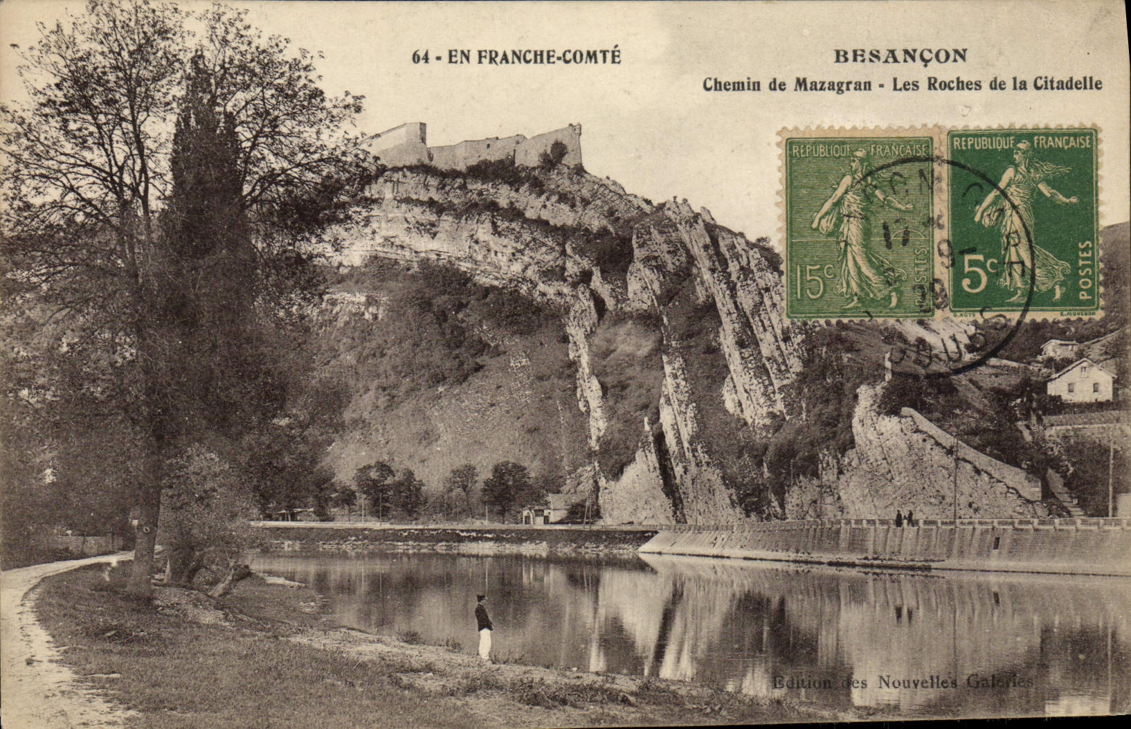 VINTAGE POSTCARD Besancon Into Frank Count Chemin of Mazagram rocks of the citadel