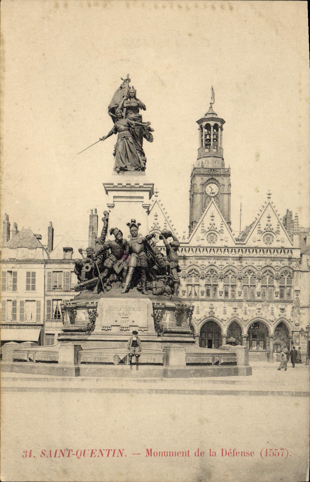 VINTAGE POSTCARD Saint Quentin Monument of Defense