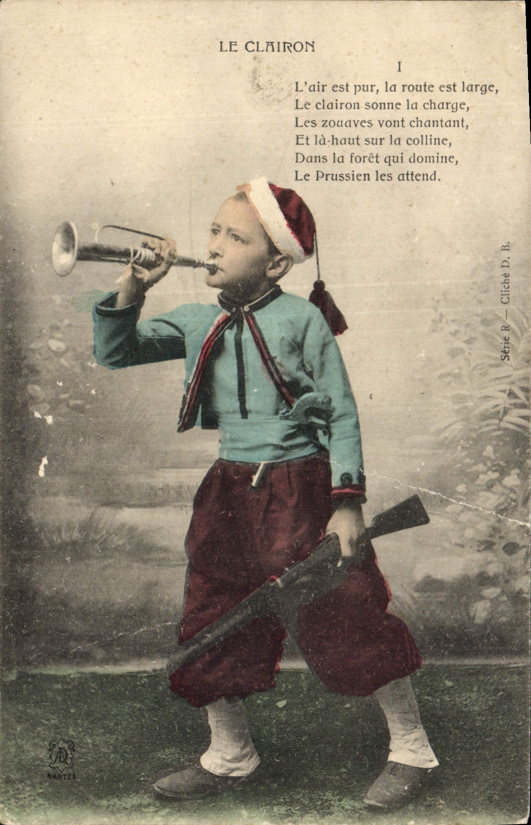 VINTAGE POSTCARD the Bugle Militaria Child
