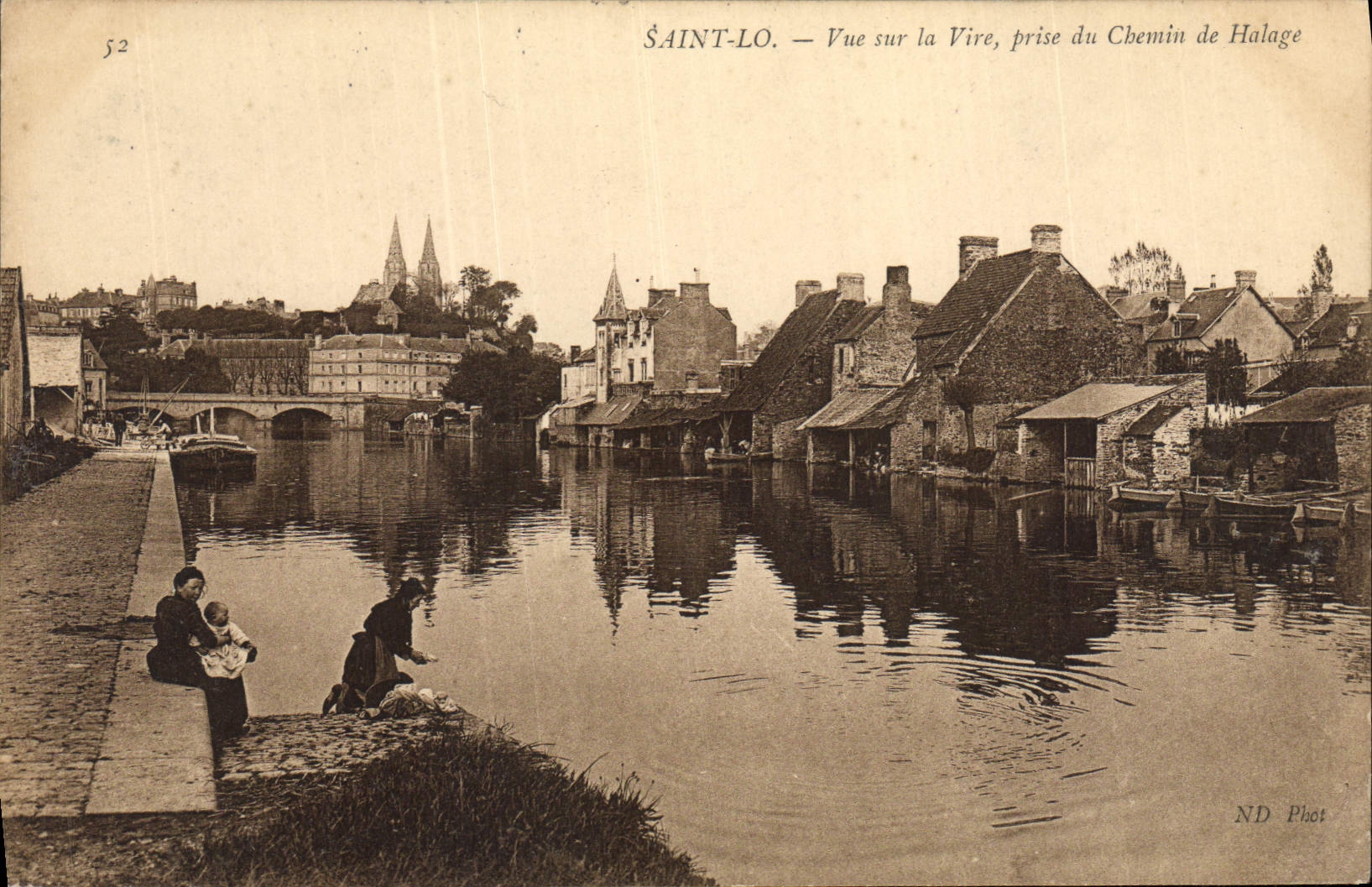 VINTAGE POSTCARD Saint Lo Vue On Transfers Taken Tow path